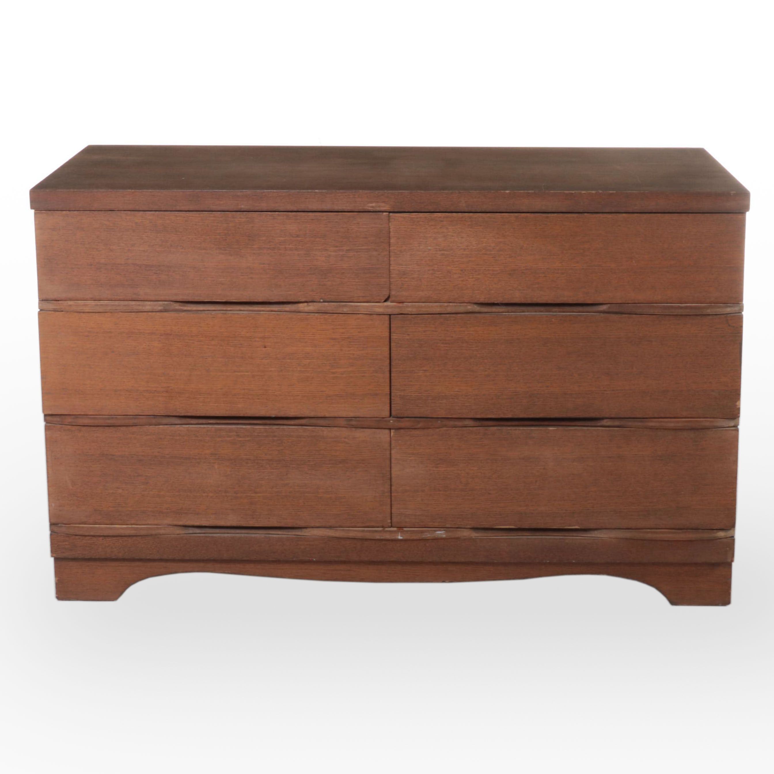Mid Century Modern Oak Six-Drawer Chest
