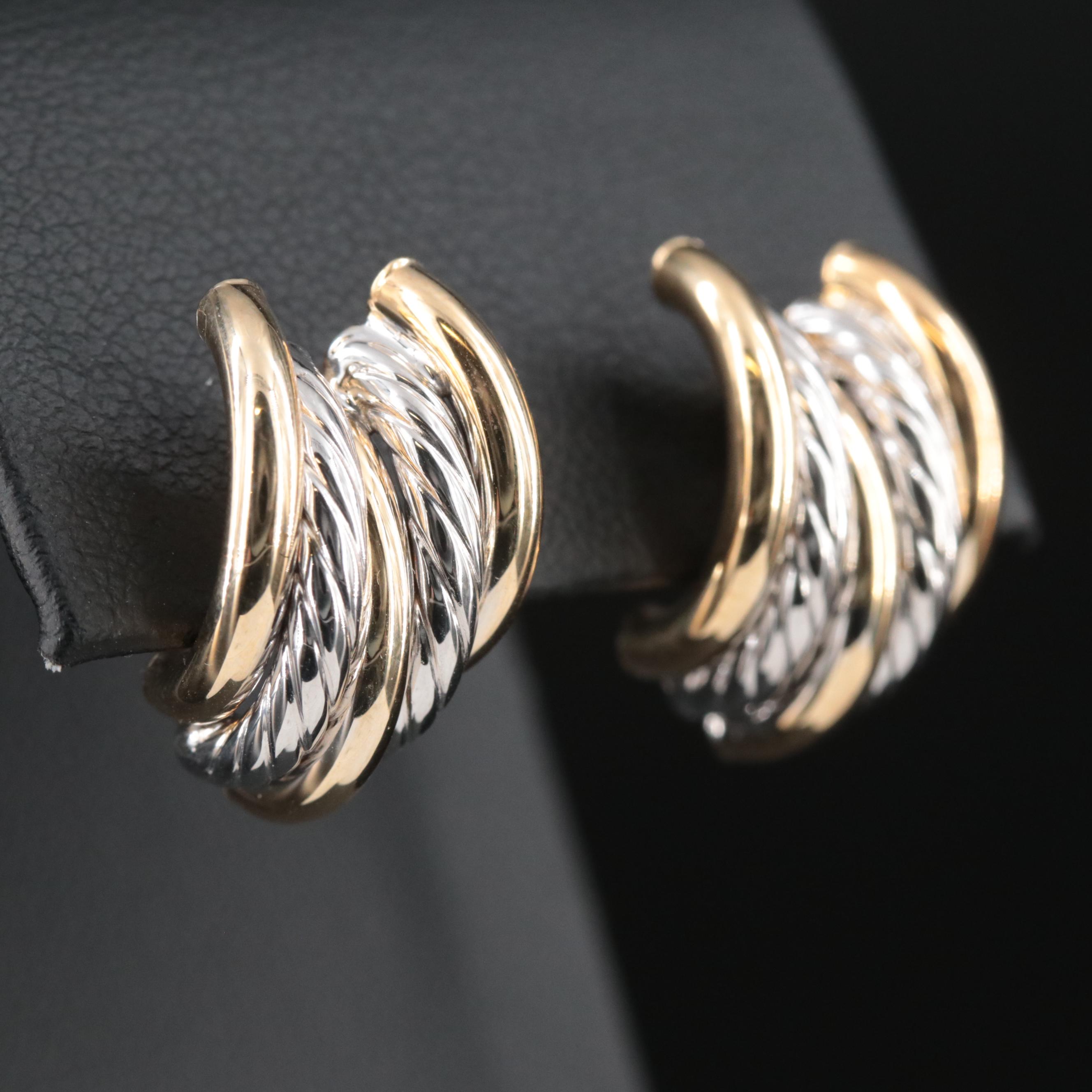 14K Textured Two-Tone Earrings