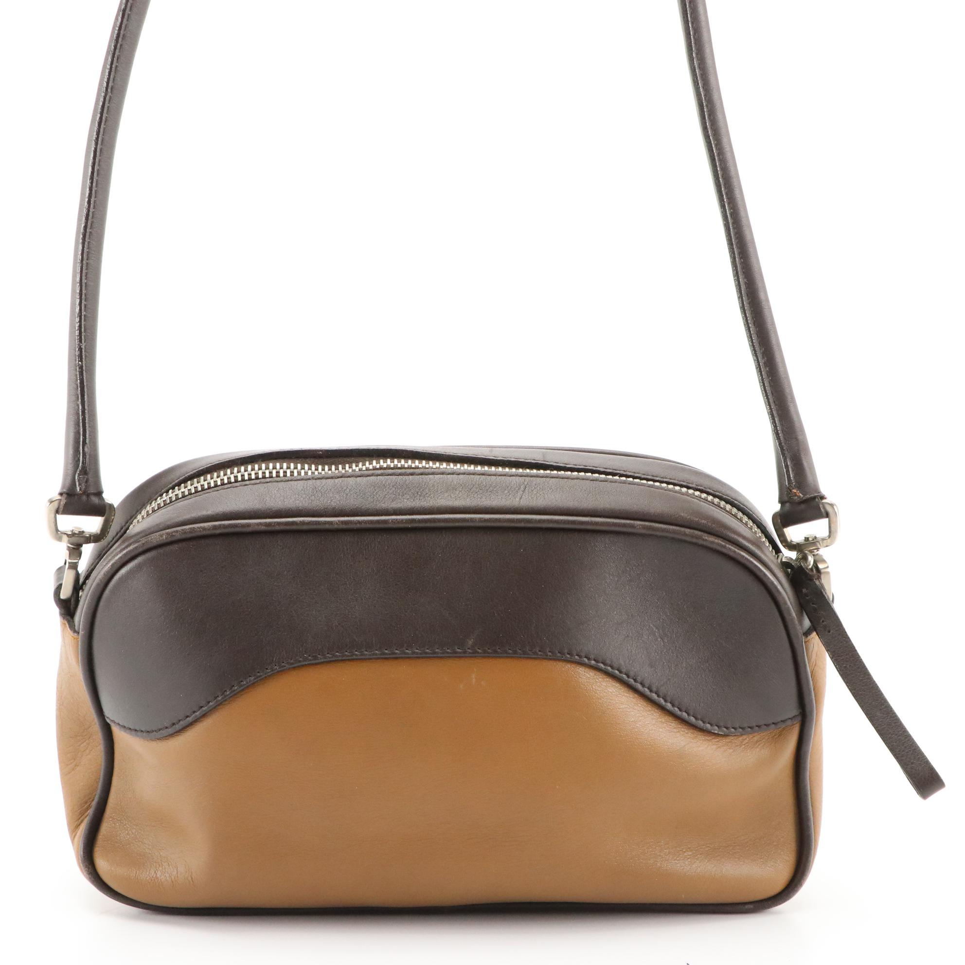 Prada Two-Tone Brown Leather Shoulder Bag