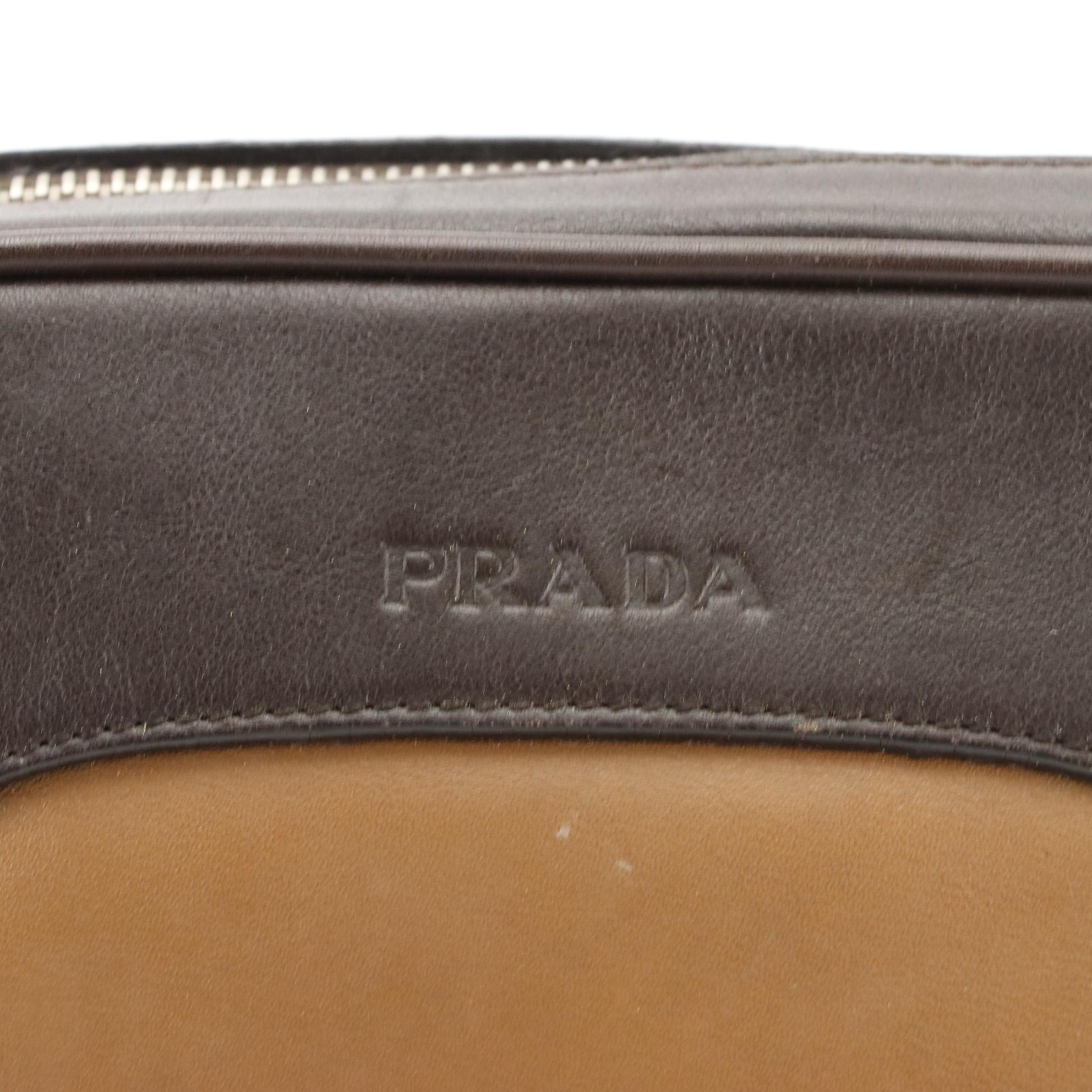 Prada Two-Tone Brown Leather Shoulder Bag