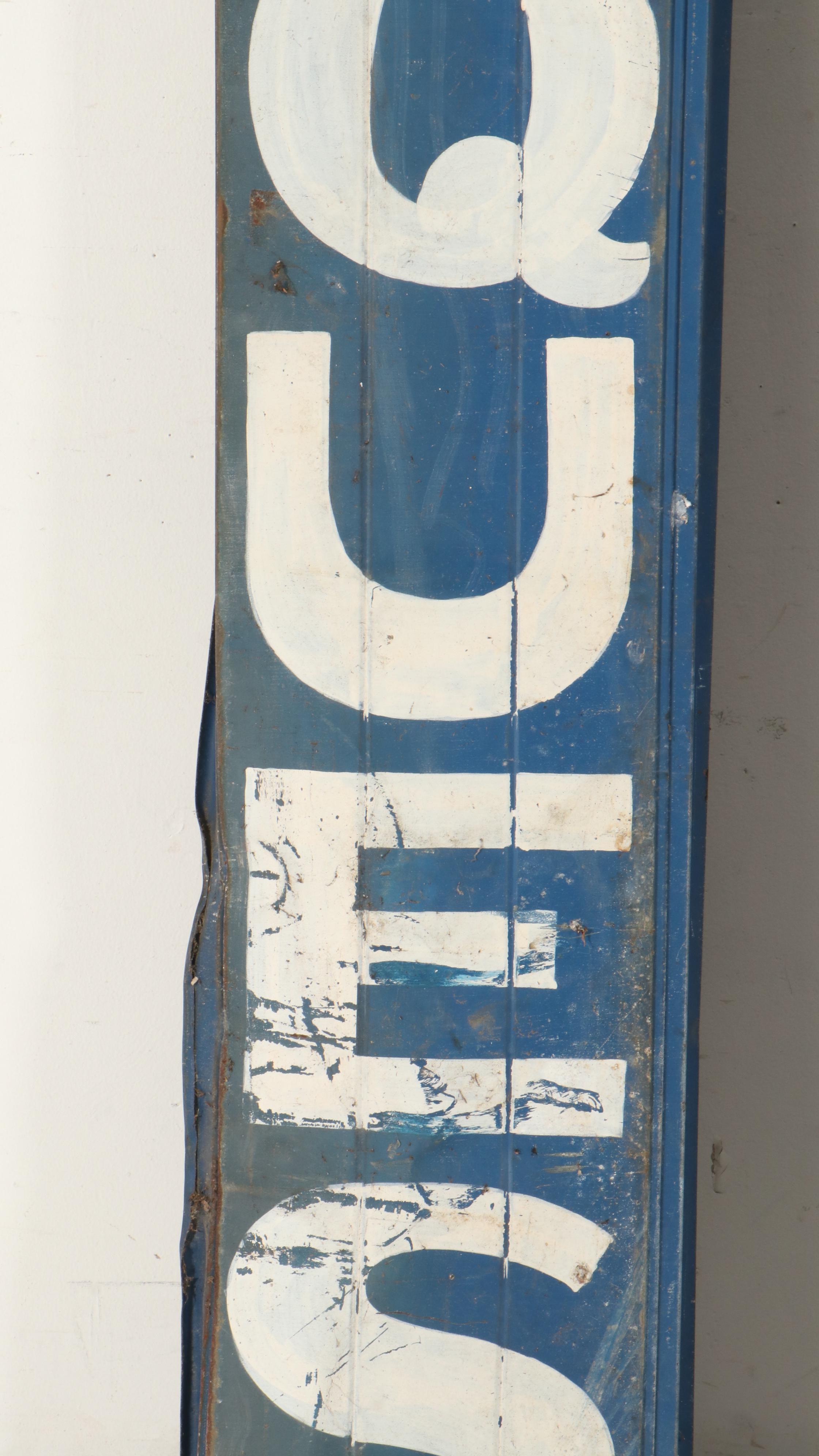 Large Scale Paint-Decorated Metal "Antiques" Wall Signs