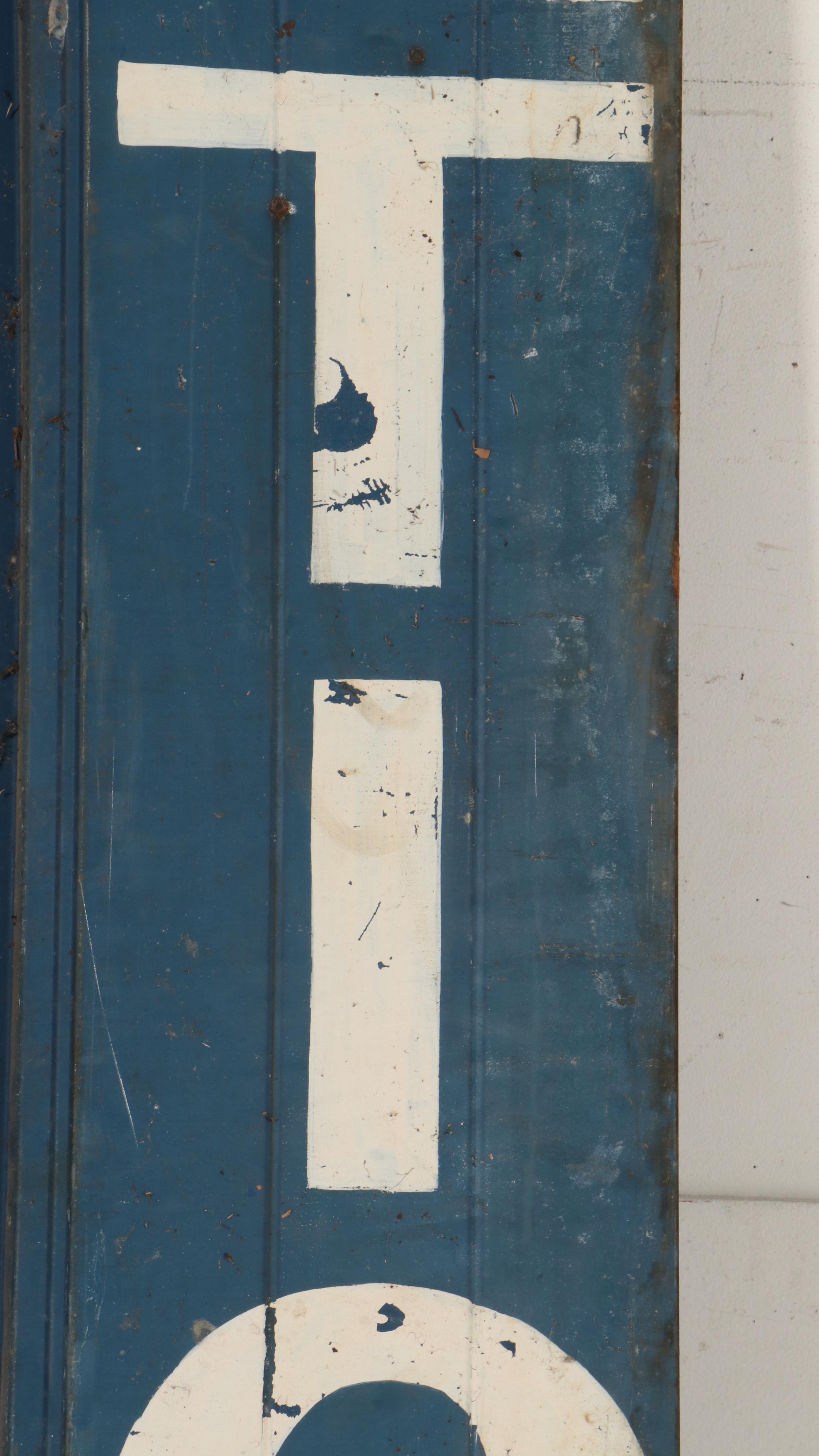 Large Scale Paint-Decorated Metal "Antiques" Wall Signs