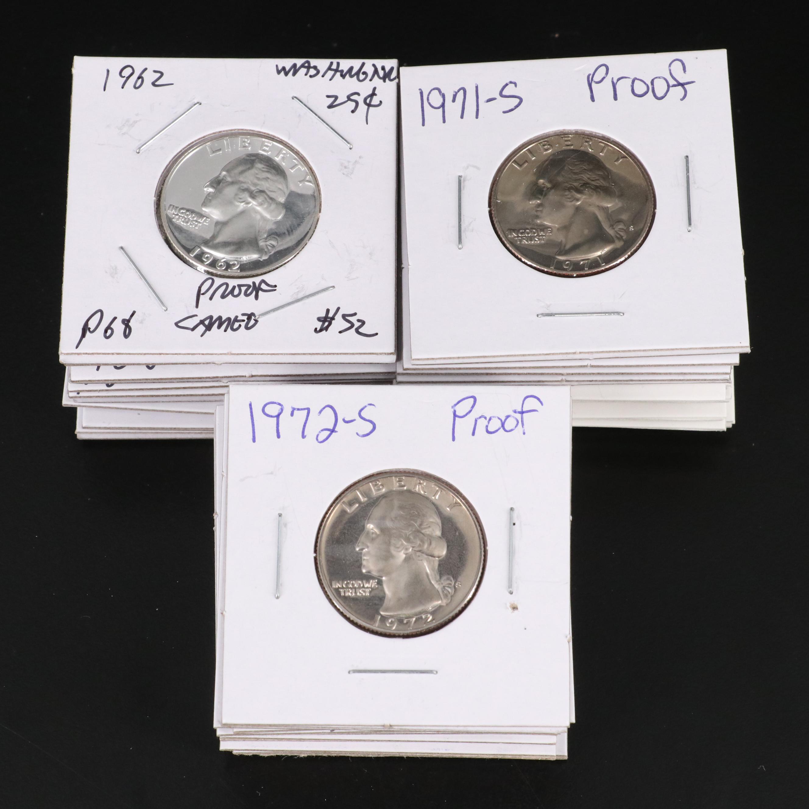 Thirty-Three Washington Proof Quarters, Including Silver