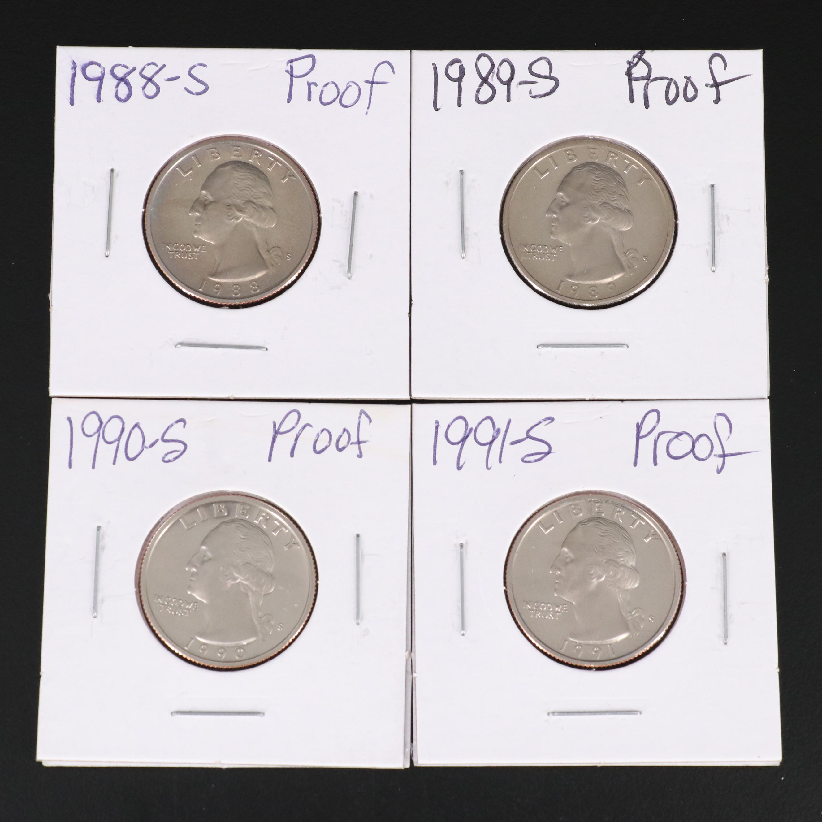 Thirty-Three Washington Proof Quarters, Including Silver