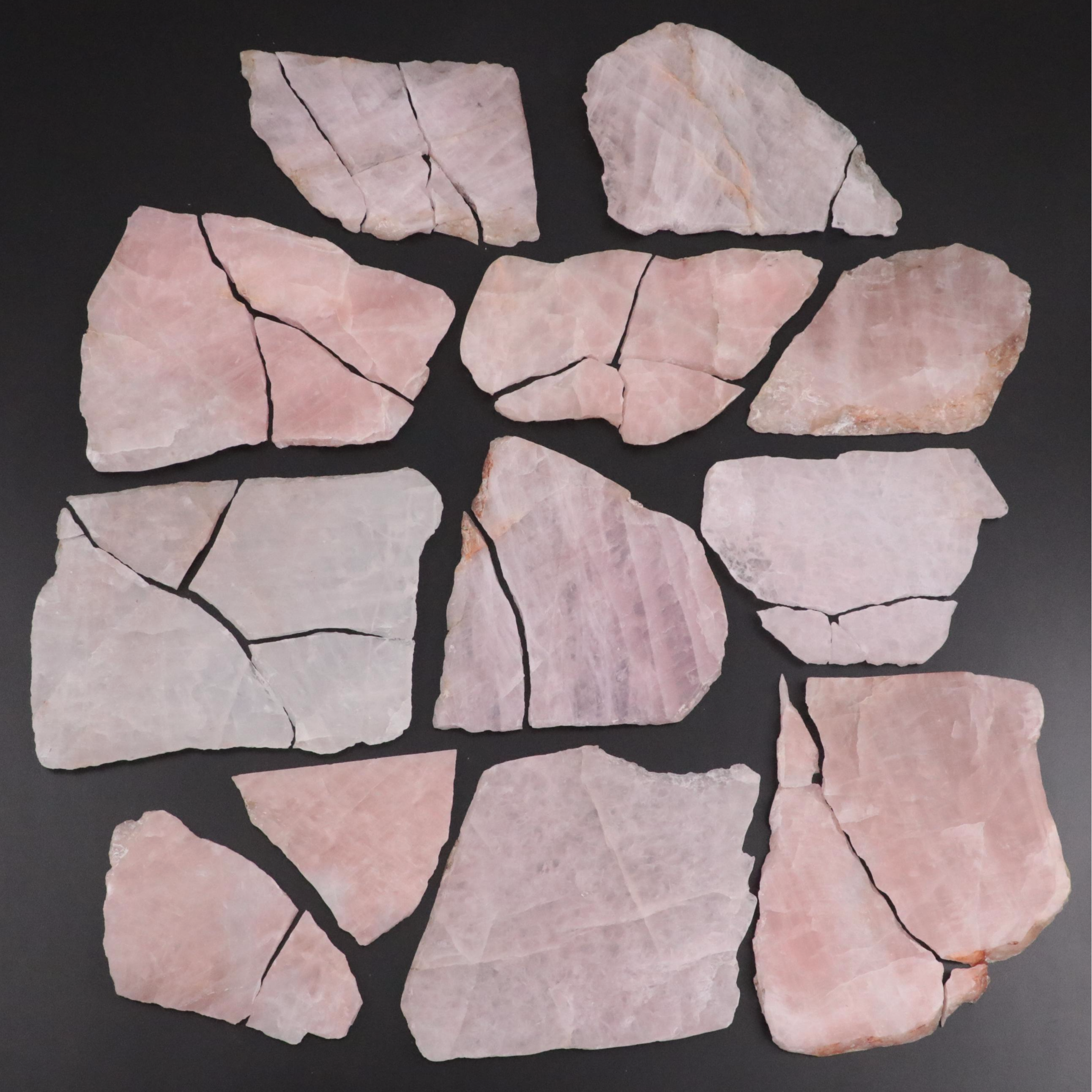 Polished Rose Quartz Slabs and Fragments