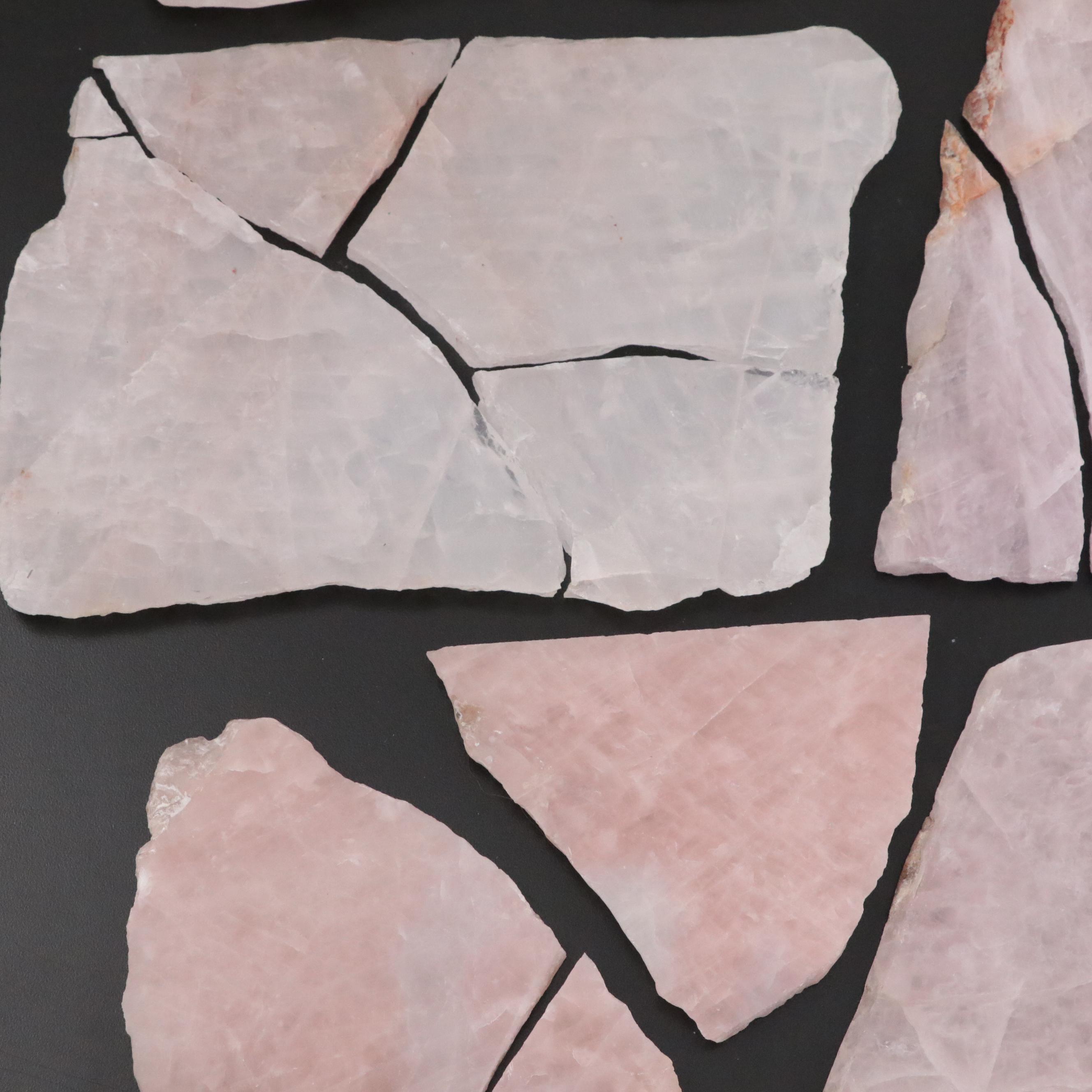 Polished Rose Quartz Slabs and Fragments