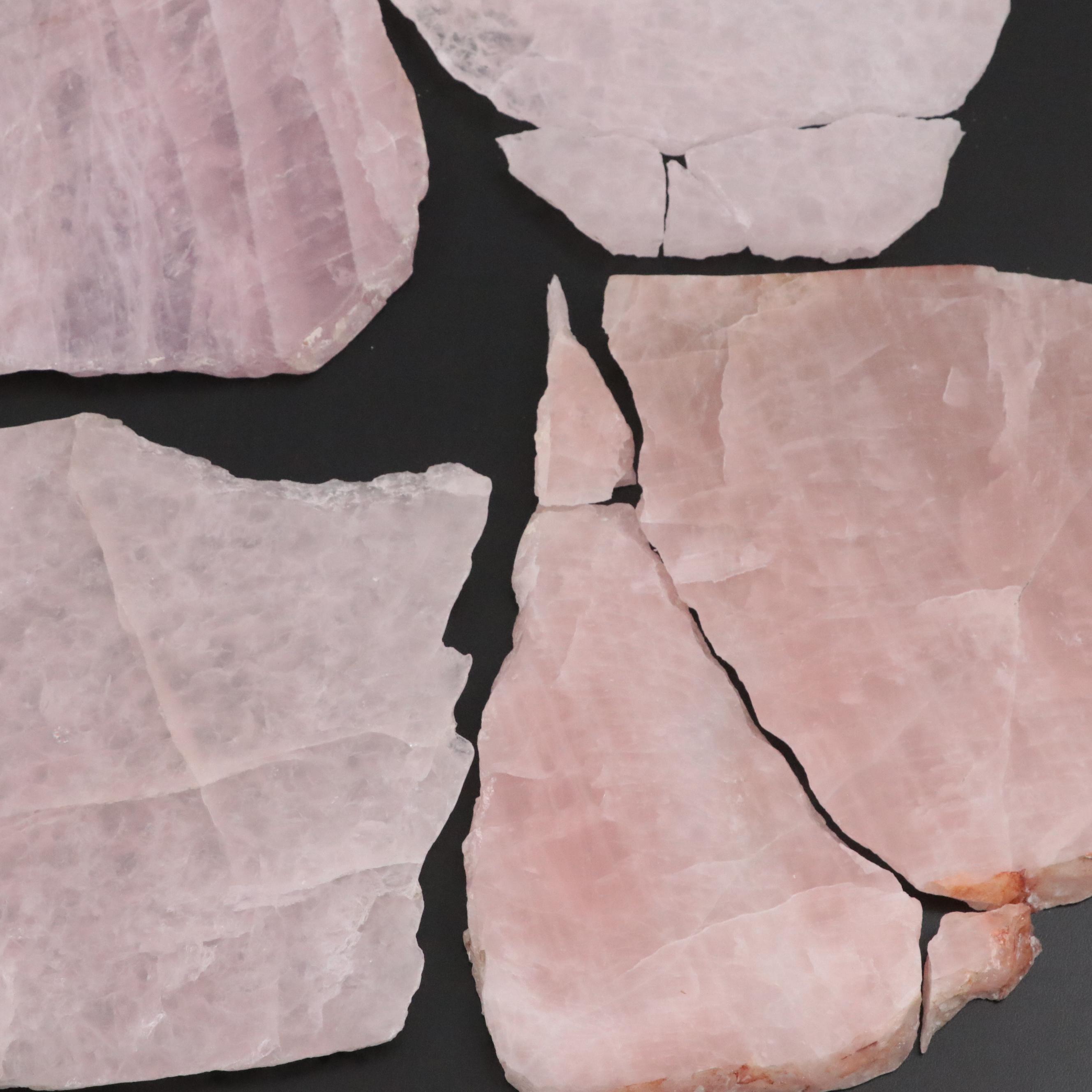Polished Rose Quartz Slabs and Fragments