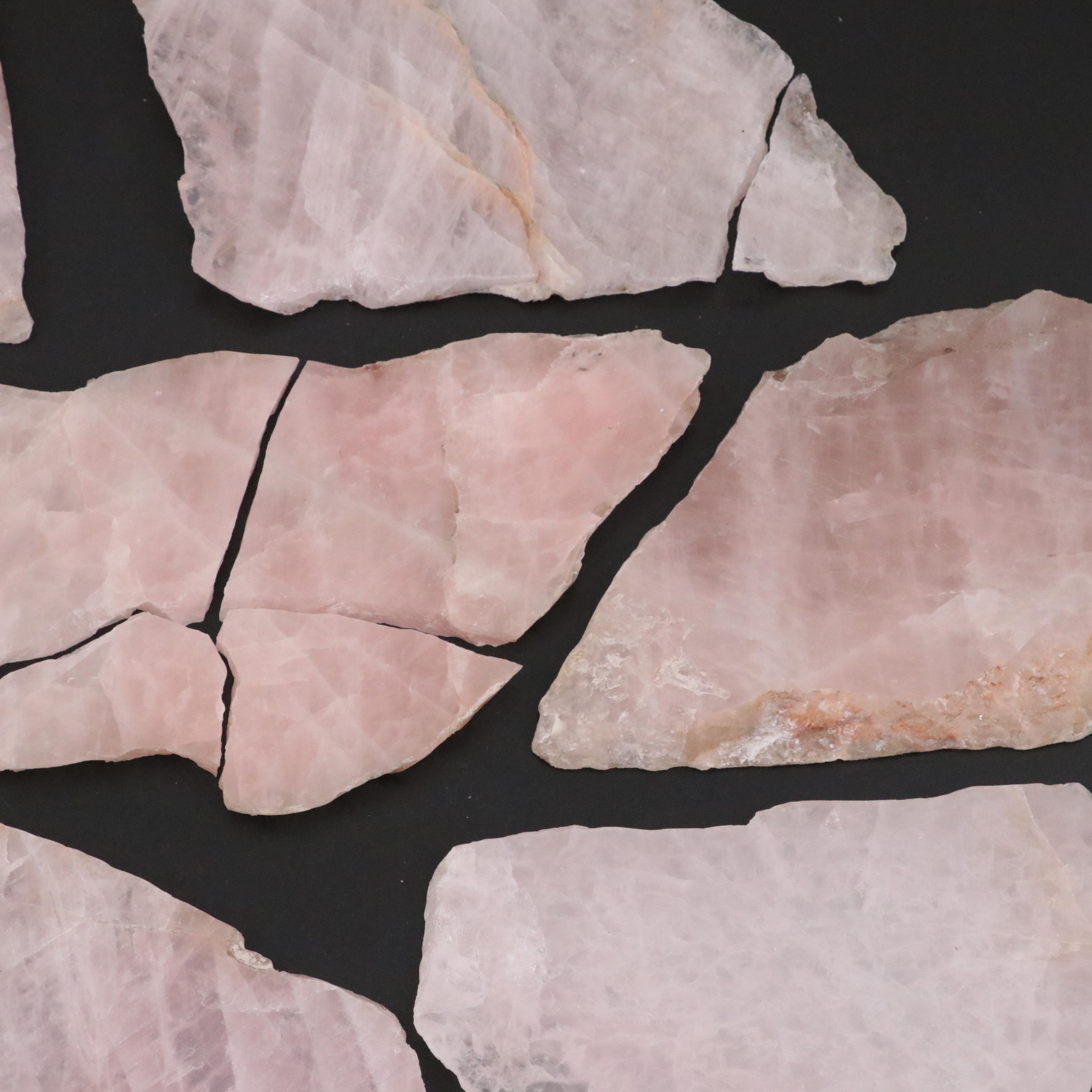 Polished Rose Quartz Slabs and Fragments