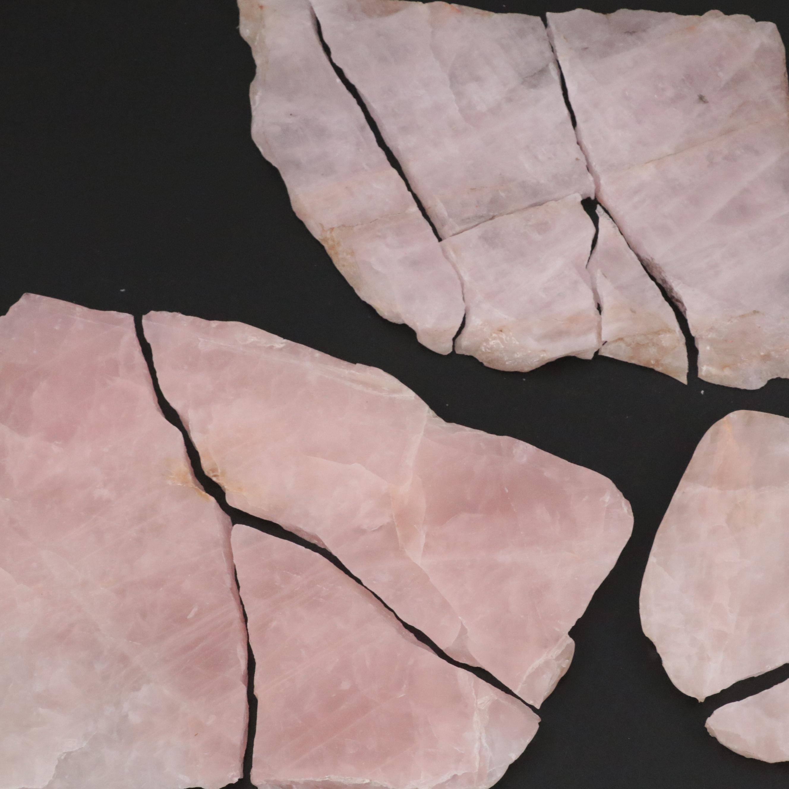 Polished Rose Quartz Slabs and Fragments