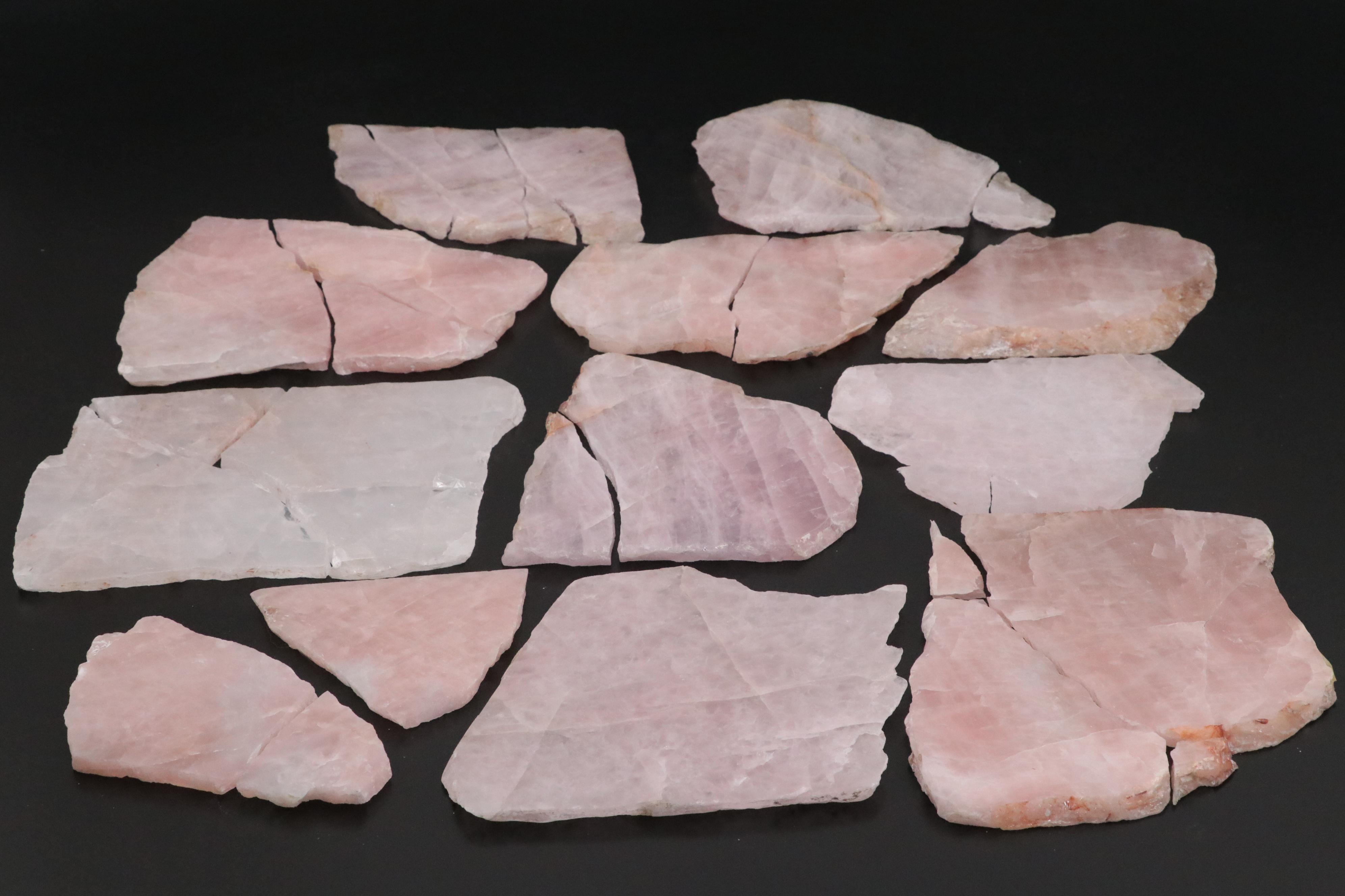 Polished Rose Quartz Slabs and Fragments