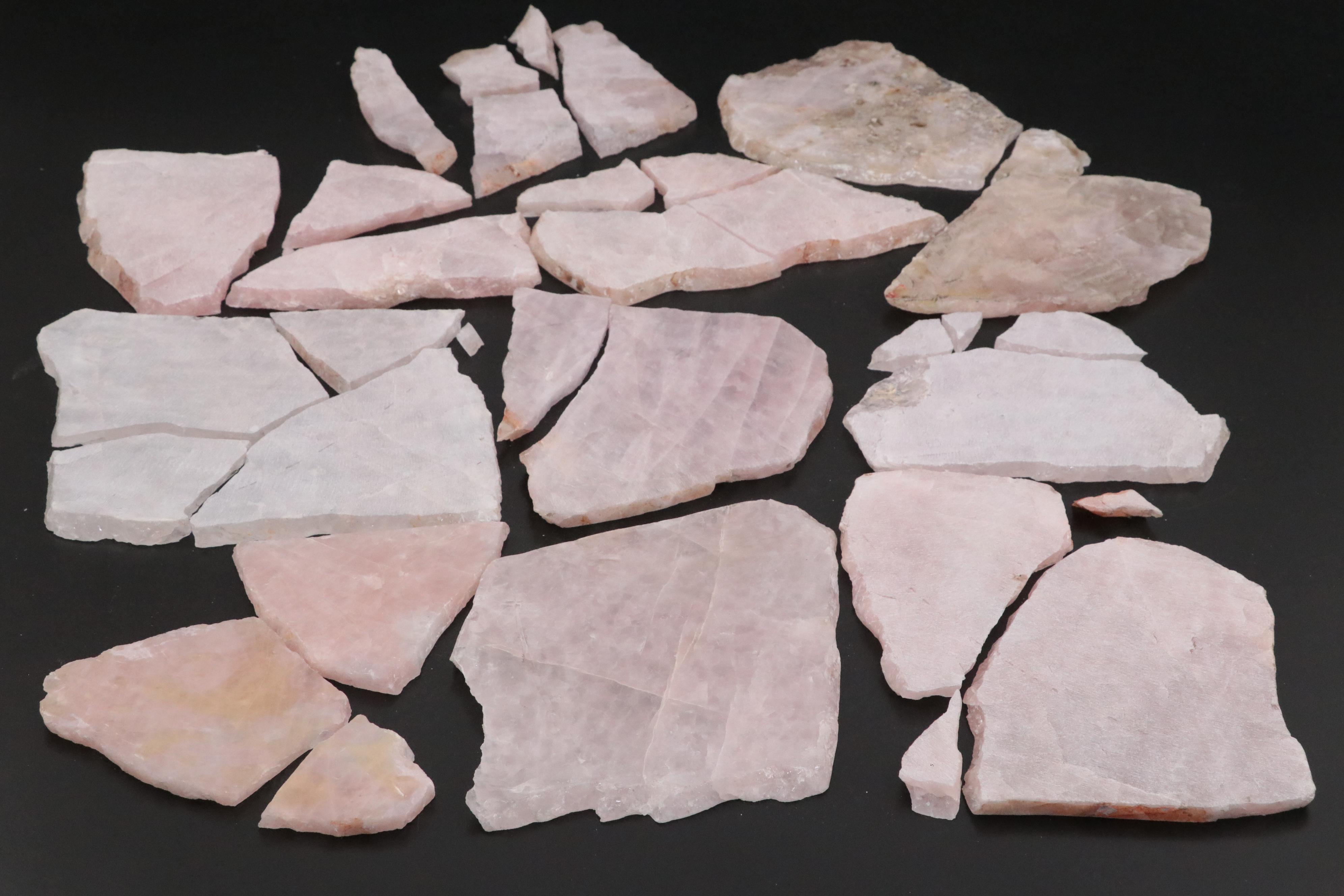 Polished Rose Quartz Slabs and Fragments