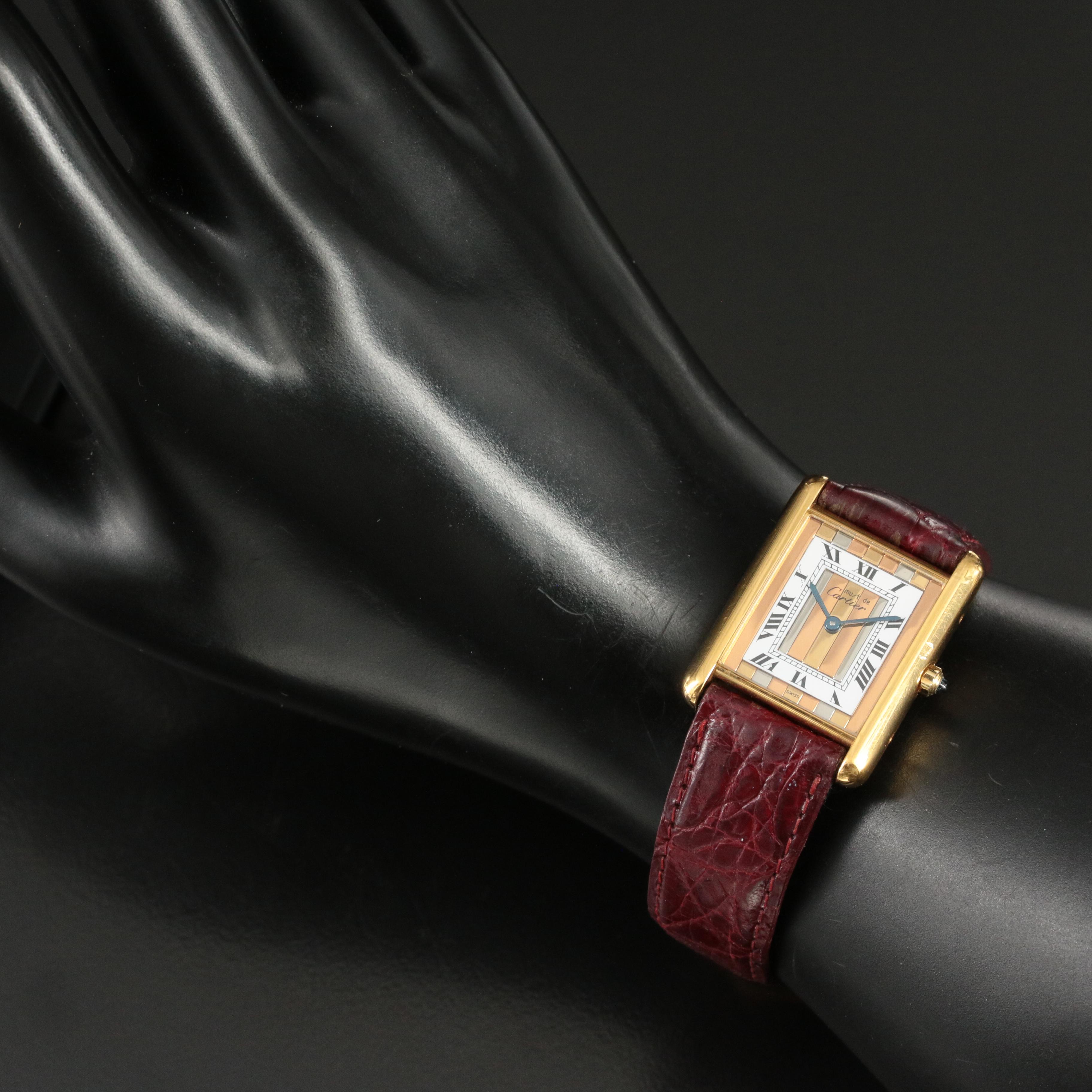 Cartier Vermeil Tank Quartz Tri-Color Dial Watch