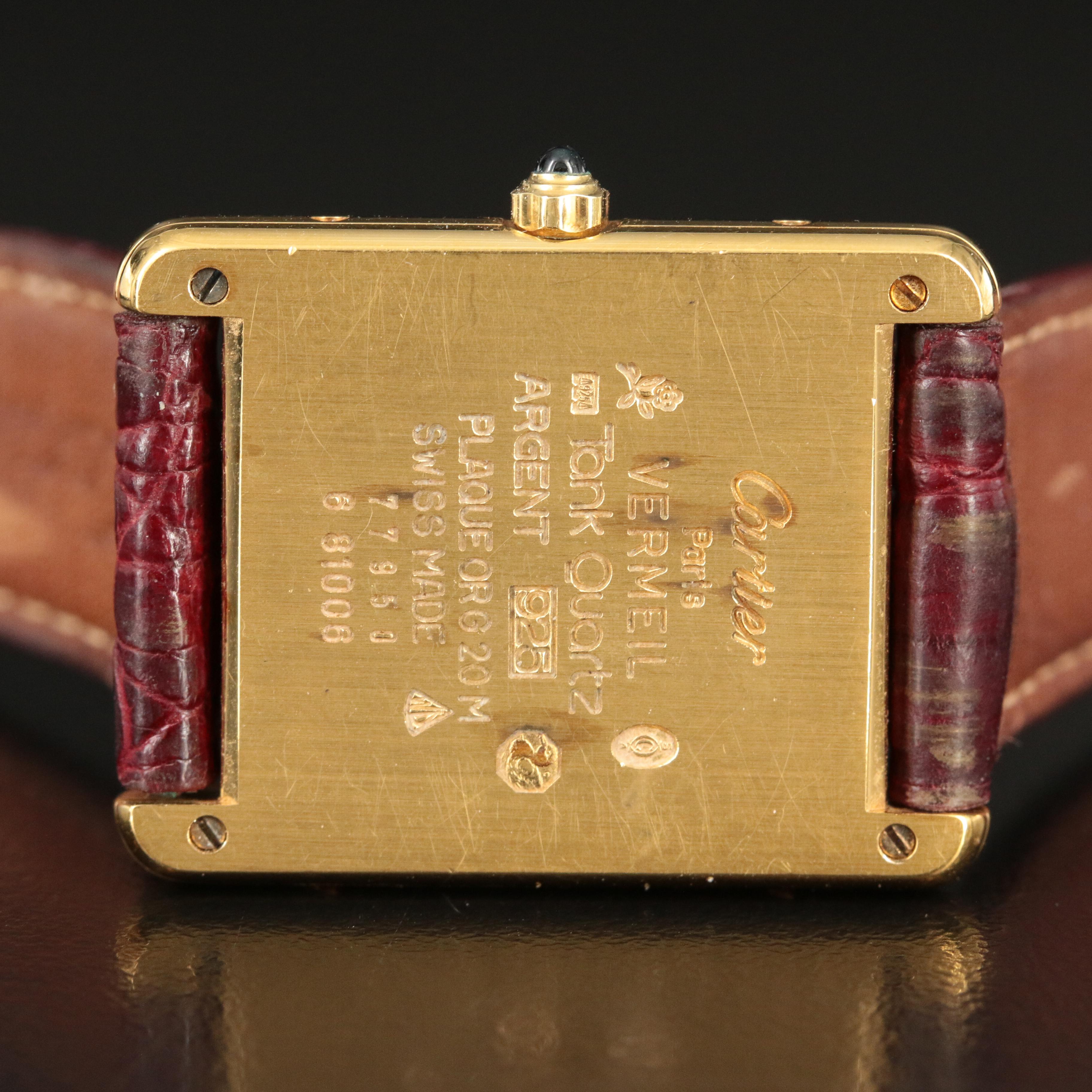 Cartier Vermeil Tank Quartz Tri-Color Dial Watch