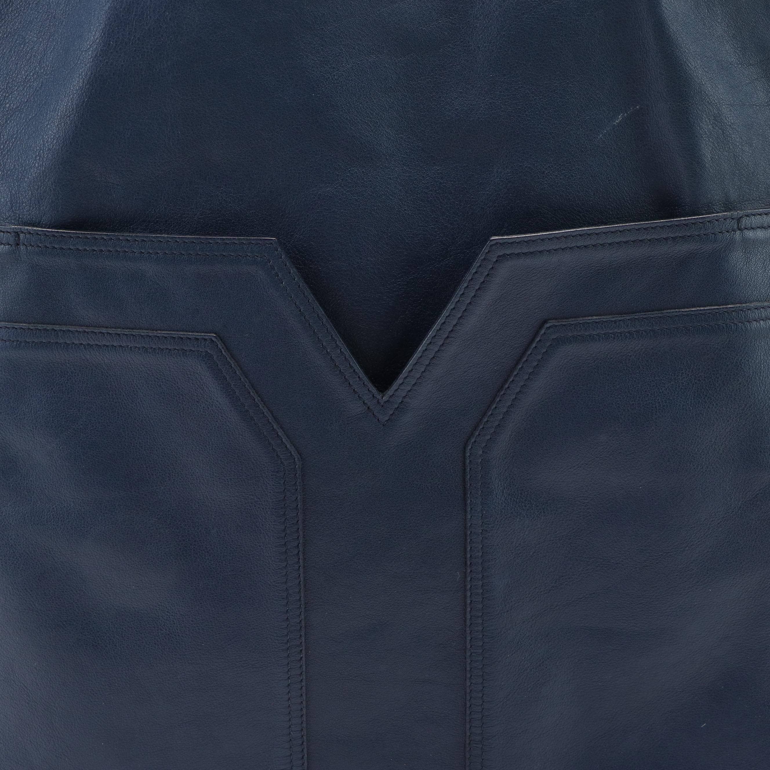 Yves Saint Laurent Navy Leather Large Sac Chyc Tote Bag