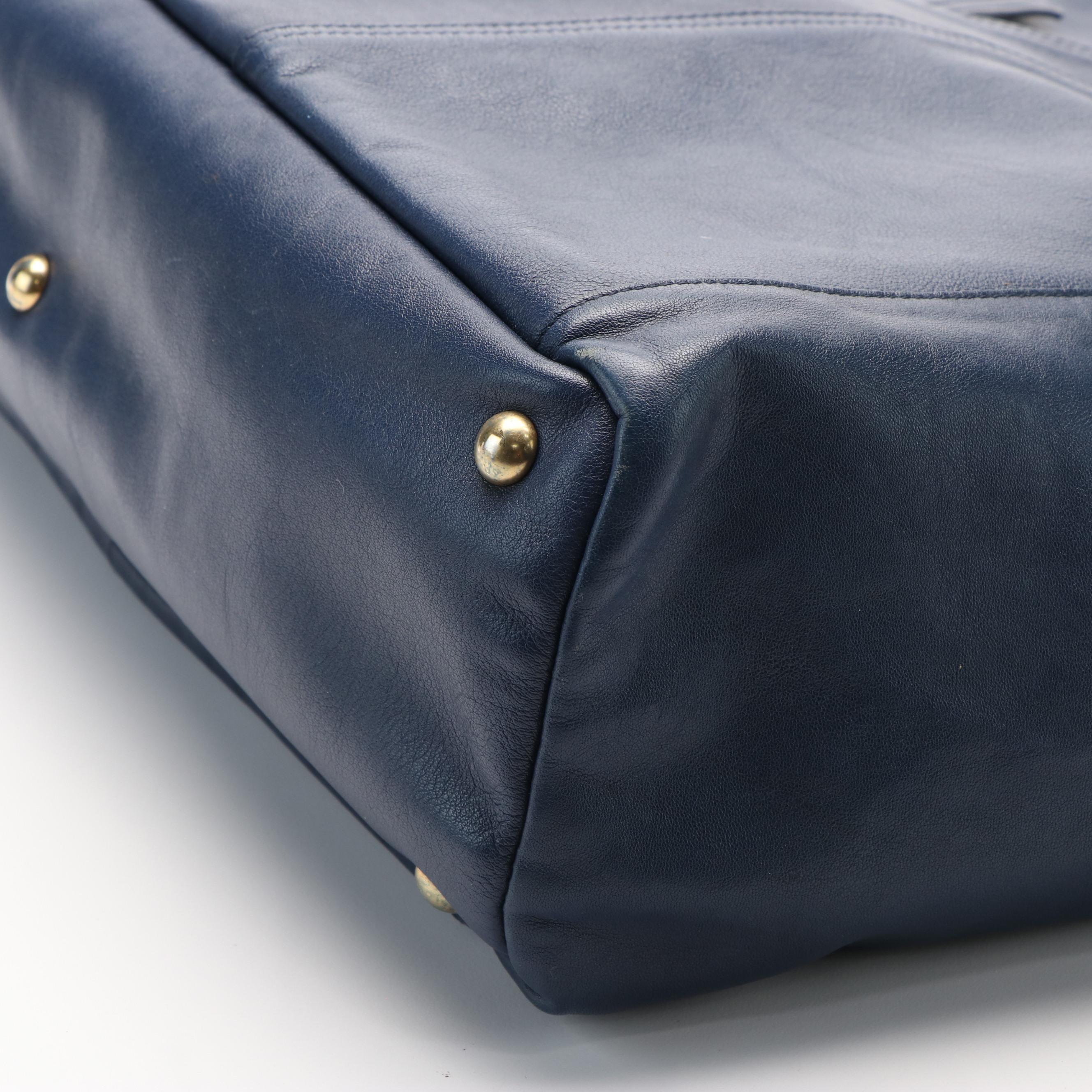 Yves Saint Laurent Navy Leather Large Sac Chyc Tote Bag