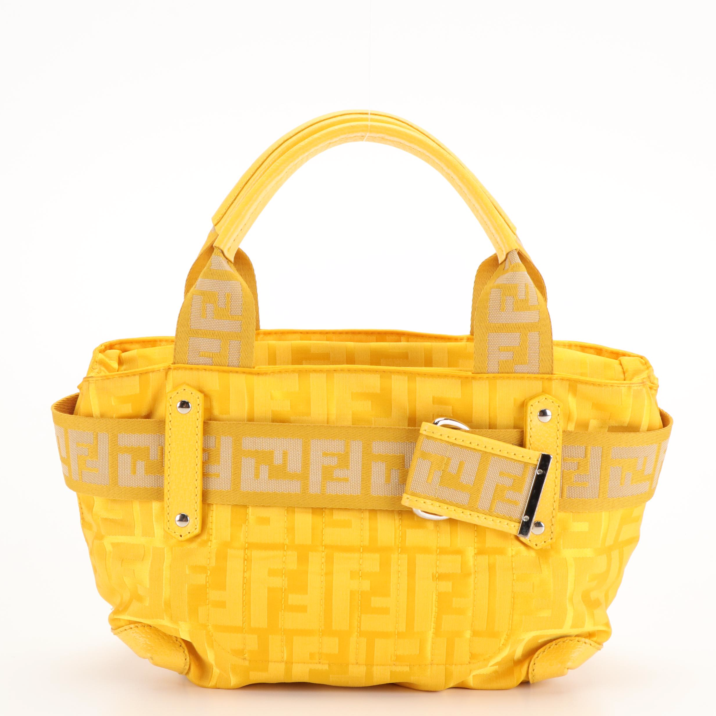 Fendi Yellow Nylon Zucca Handbag