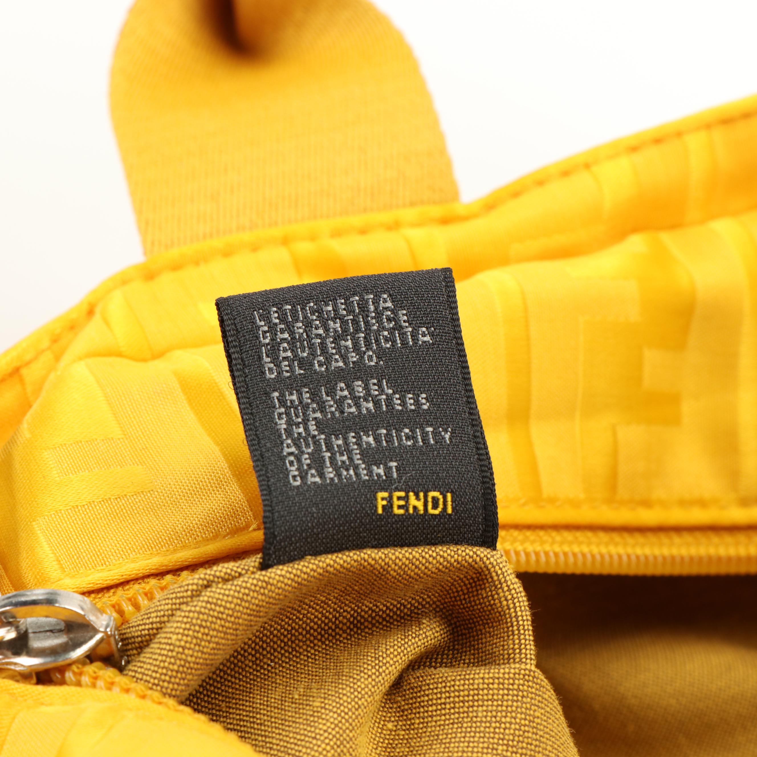 Fendi Yellow Nylon Zucca Handbag