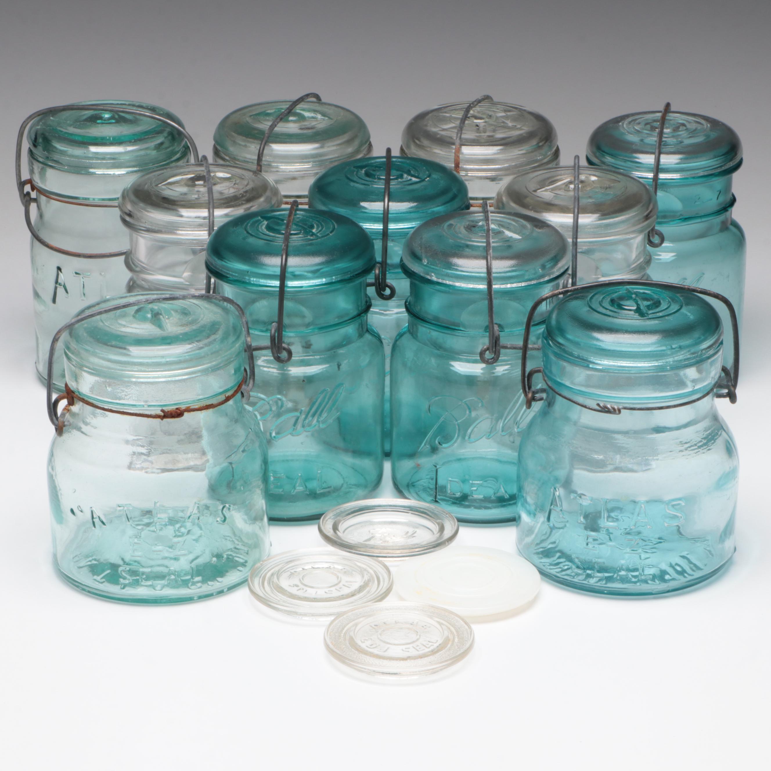Atlas and Ball Glass Canning Jars with Glass Canning Seals and More