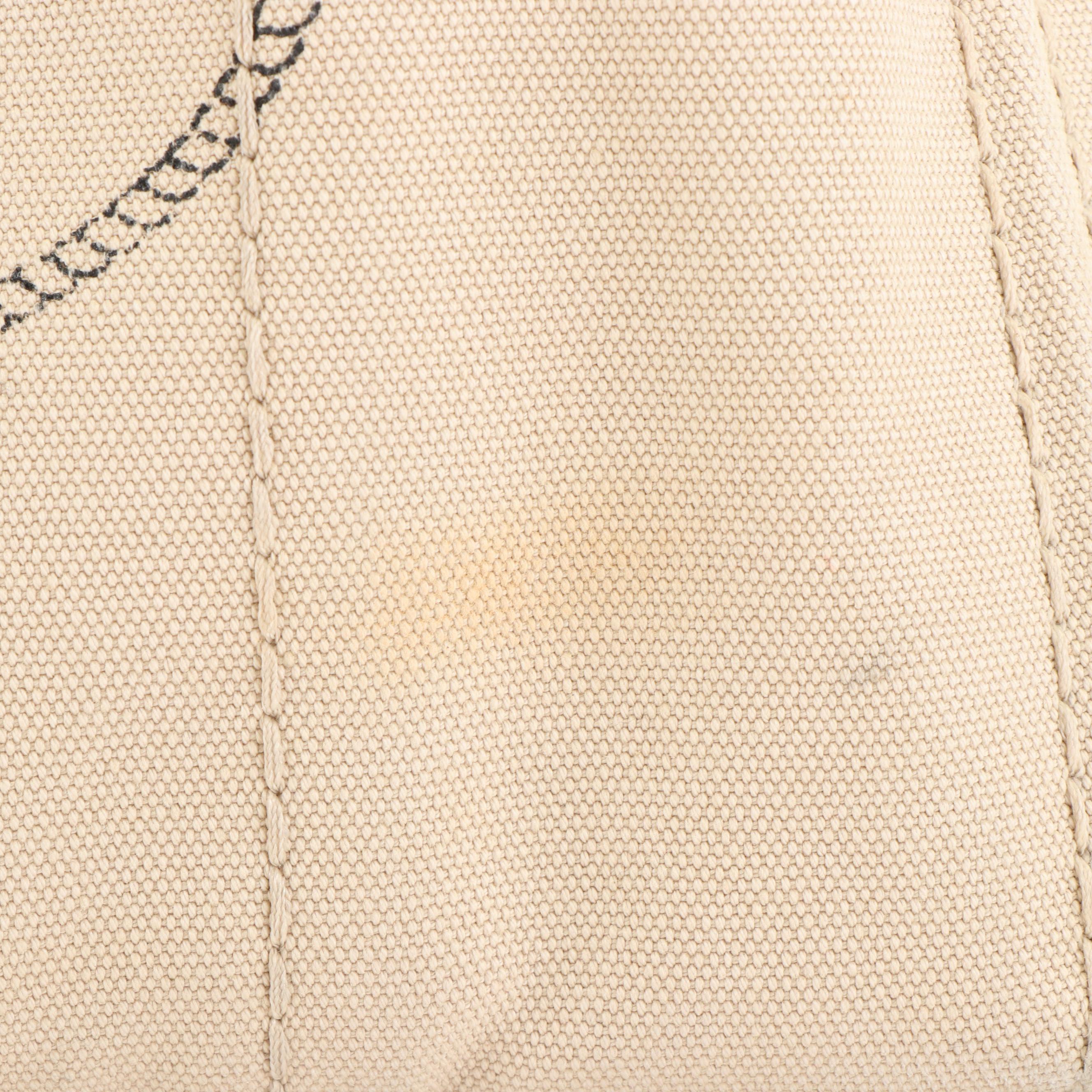 Prada Canapa Logo Two-Way Tote in Off-White Canvas