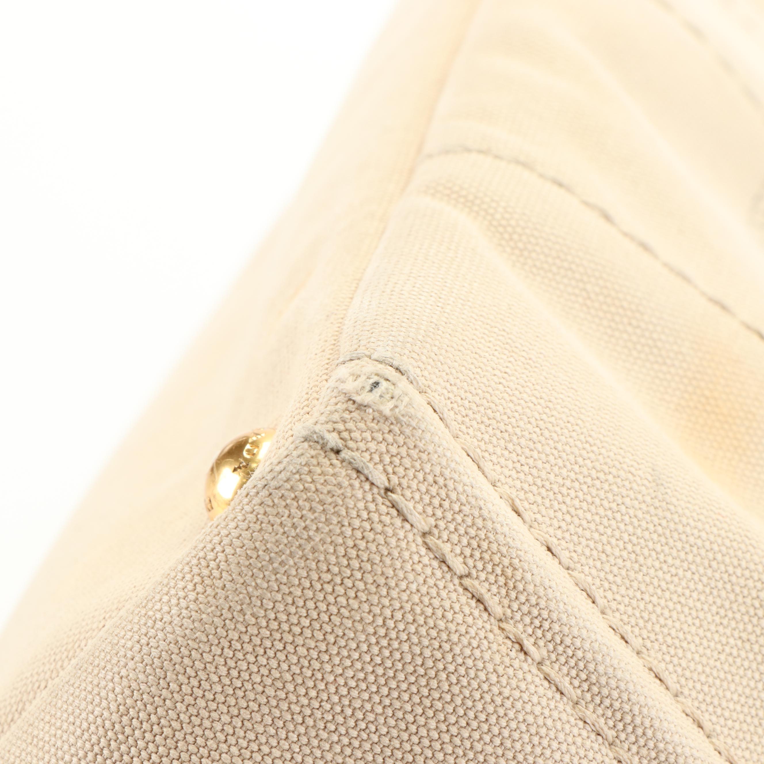 Prada Canapa Logo Two-Way Tote in Off-White Canvas