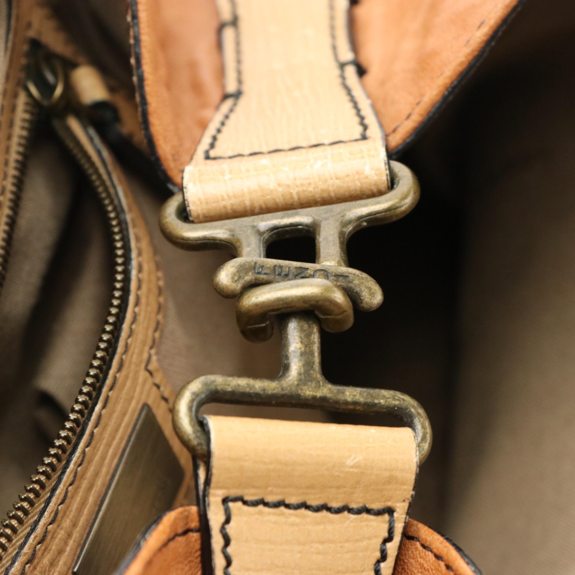 Fendi Small Bag Du Jour in Cognac Leather with FF Logo Detailing