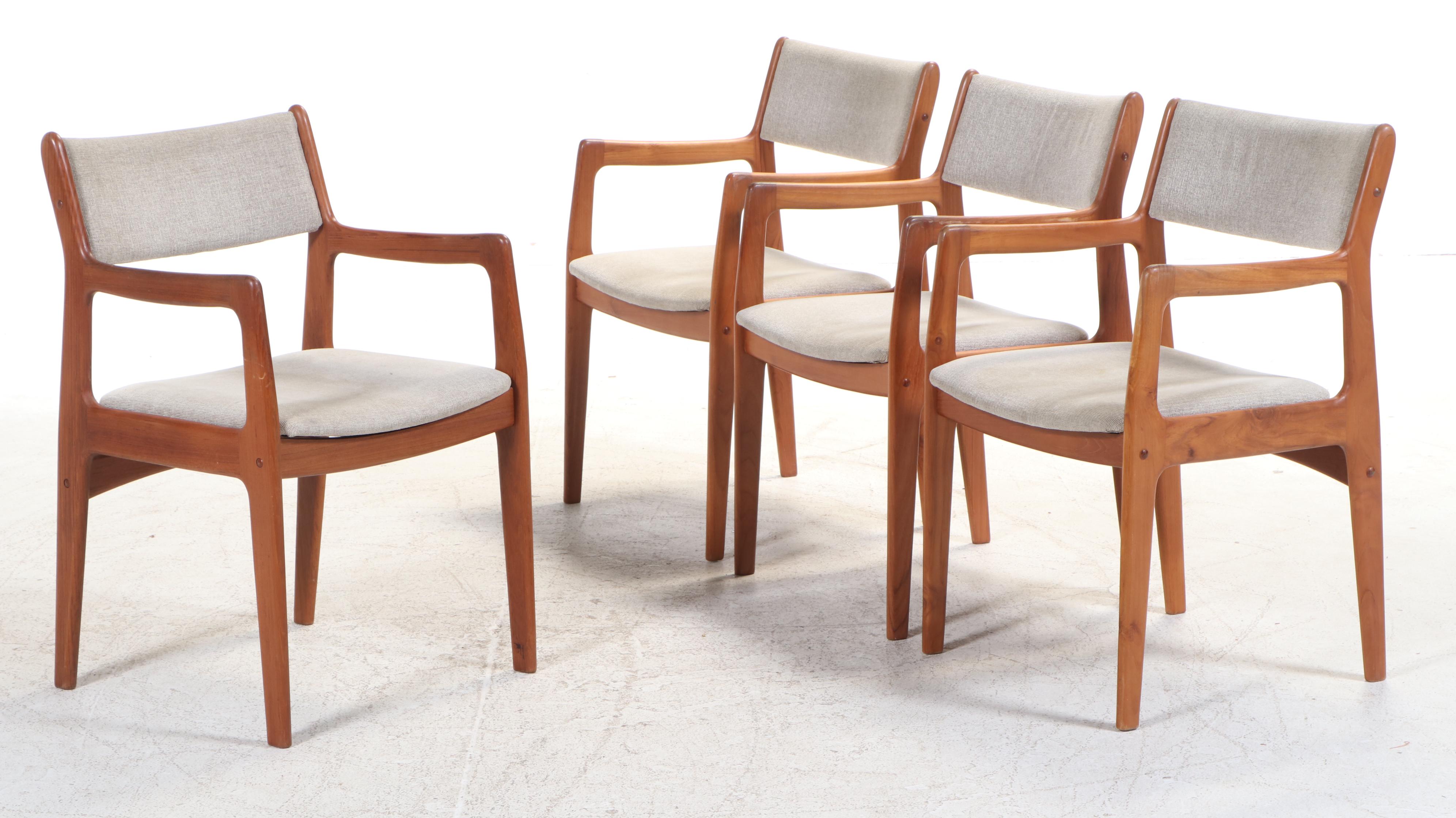 Danish Modern Teak Dinette Table and Four Armchairs