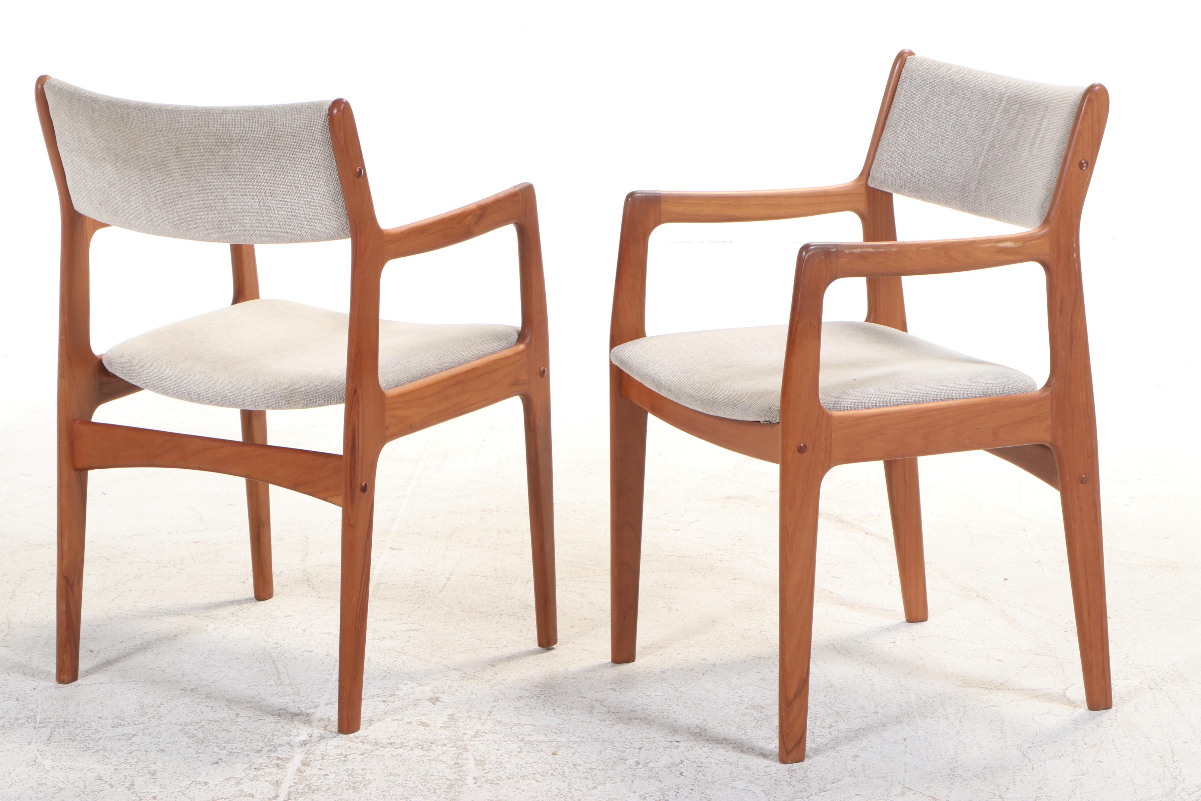 Danish Modern Teak Dinette Table and Four Armchairs