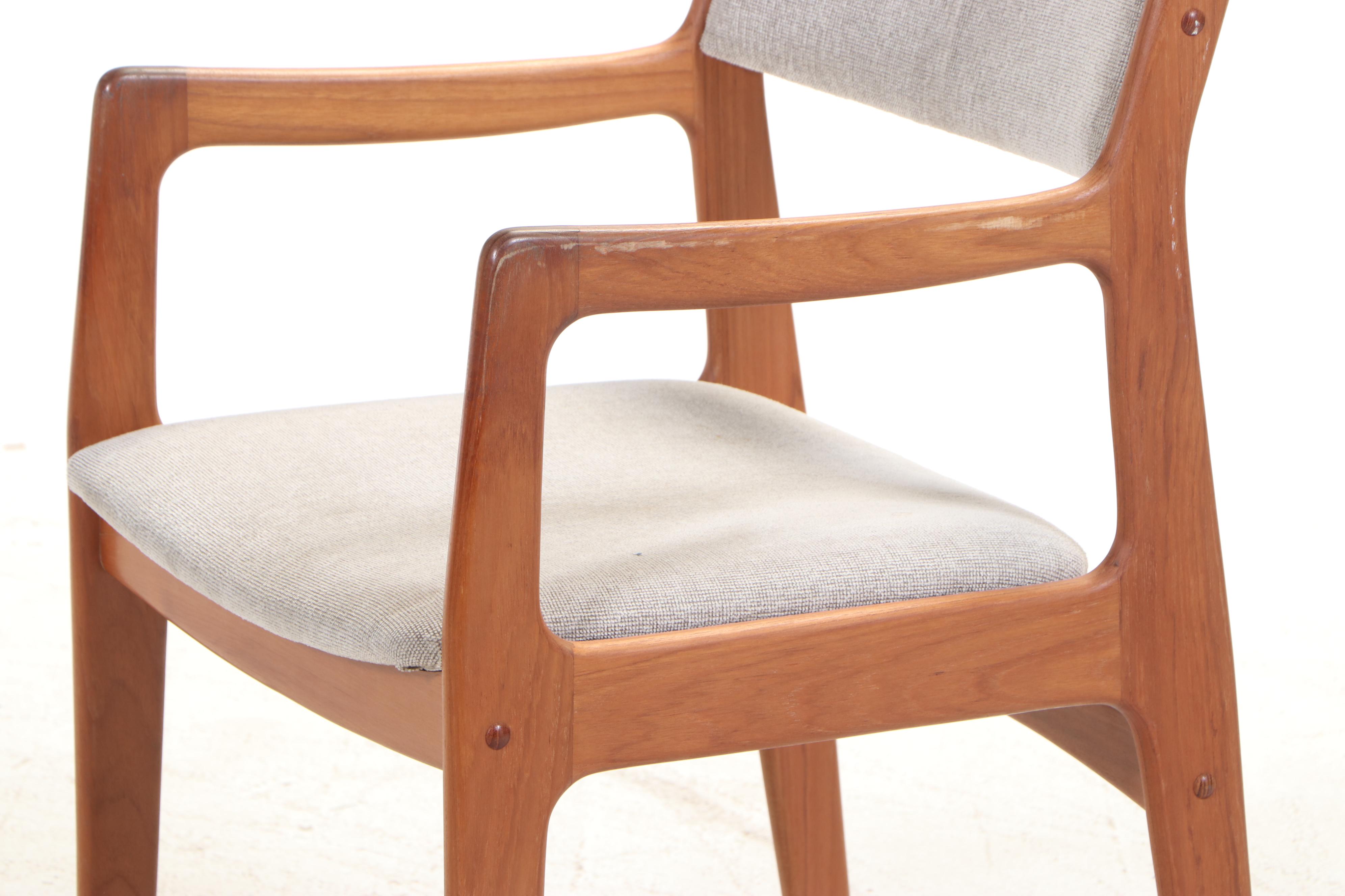 Danish Modern Teak Dinette Table and Four Armchairs