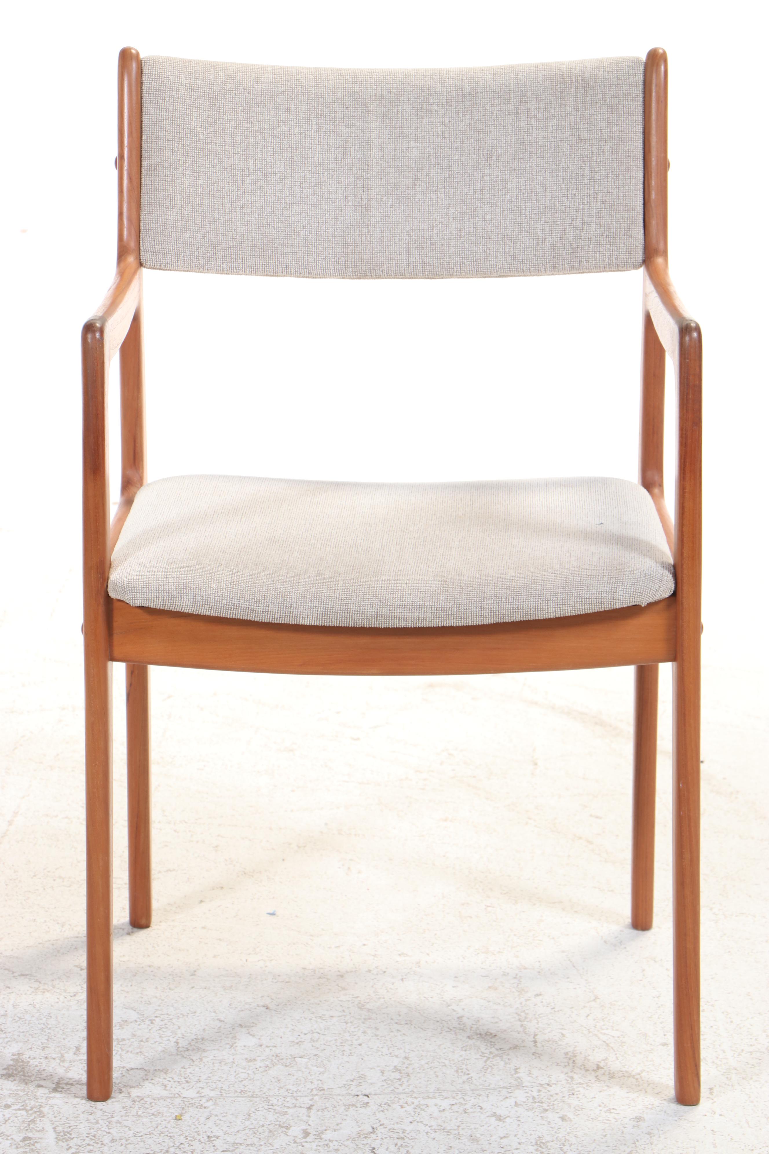 Danish Modern Teak Dinette Table and Four Armchairs