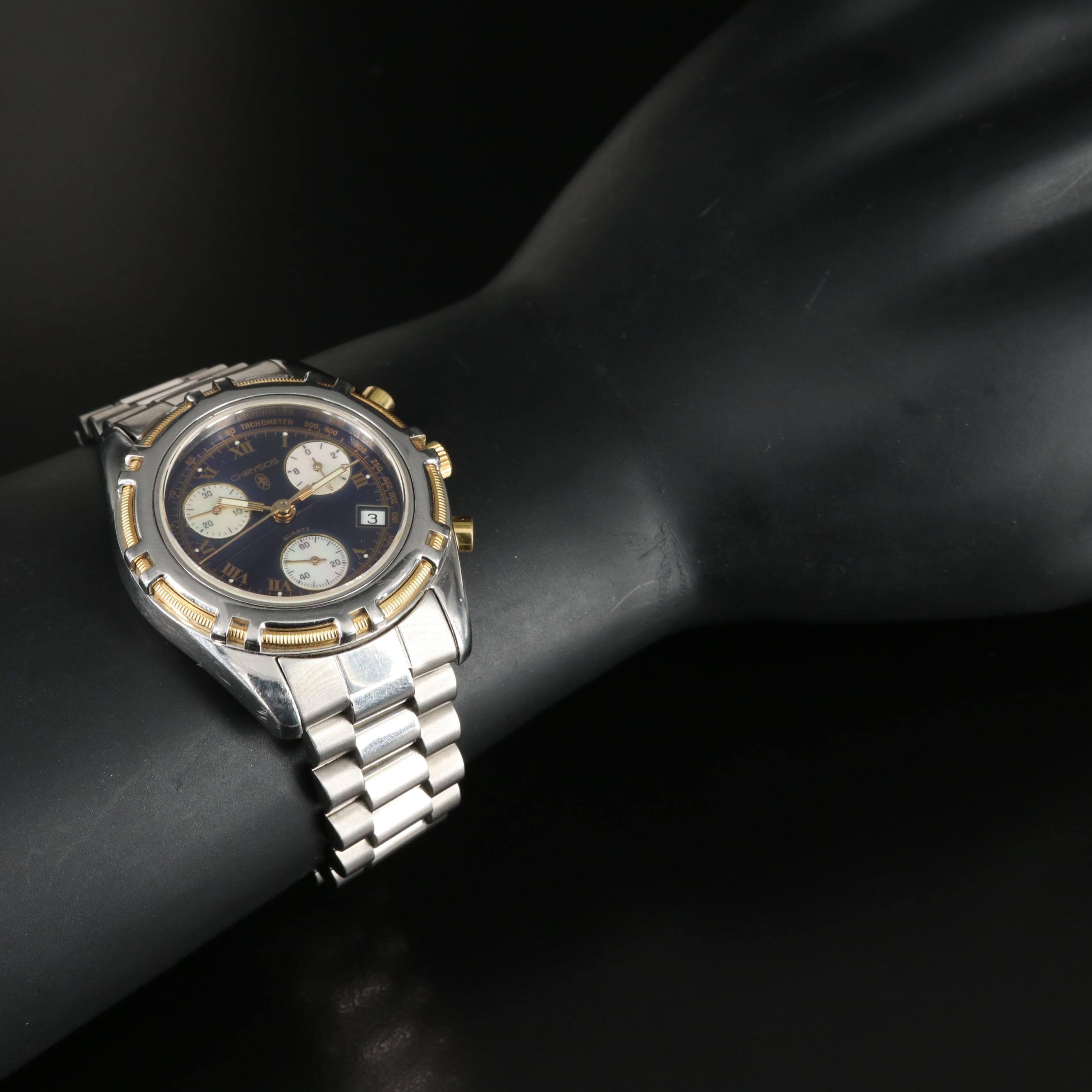 18K and Stainless Steel Chrysos Chronograph Quartz Watch