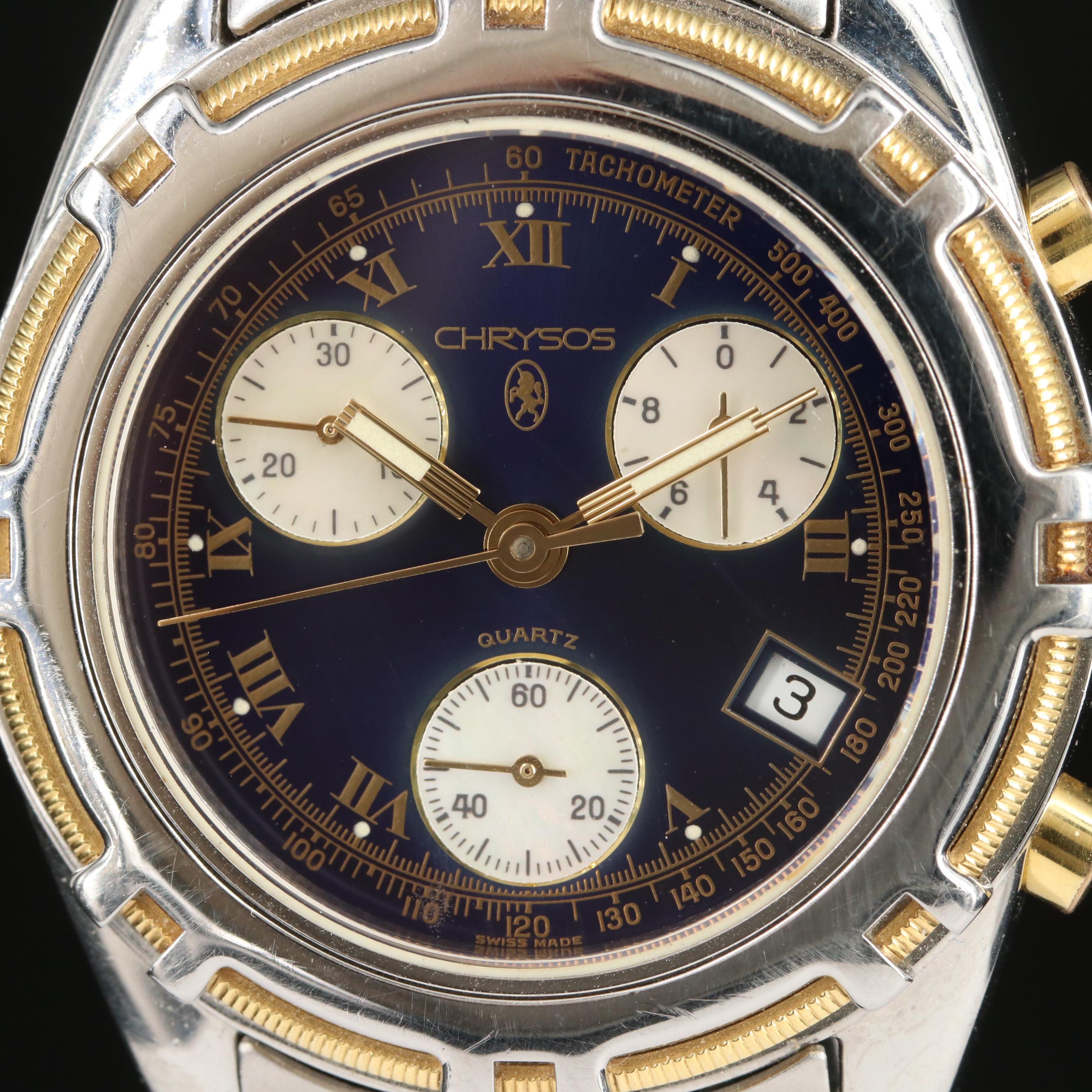 18K and Stainless Steel Chrysos Chronograph Quartz Watch