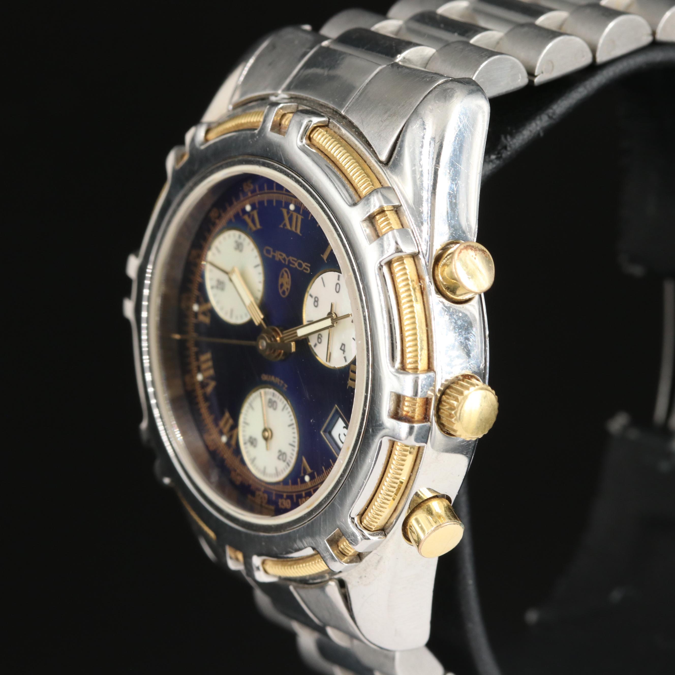 18K and Stainless Steel Chrysos Chronograph Quartz Watch