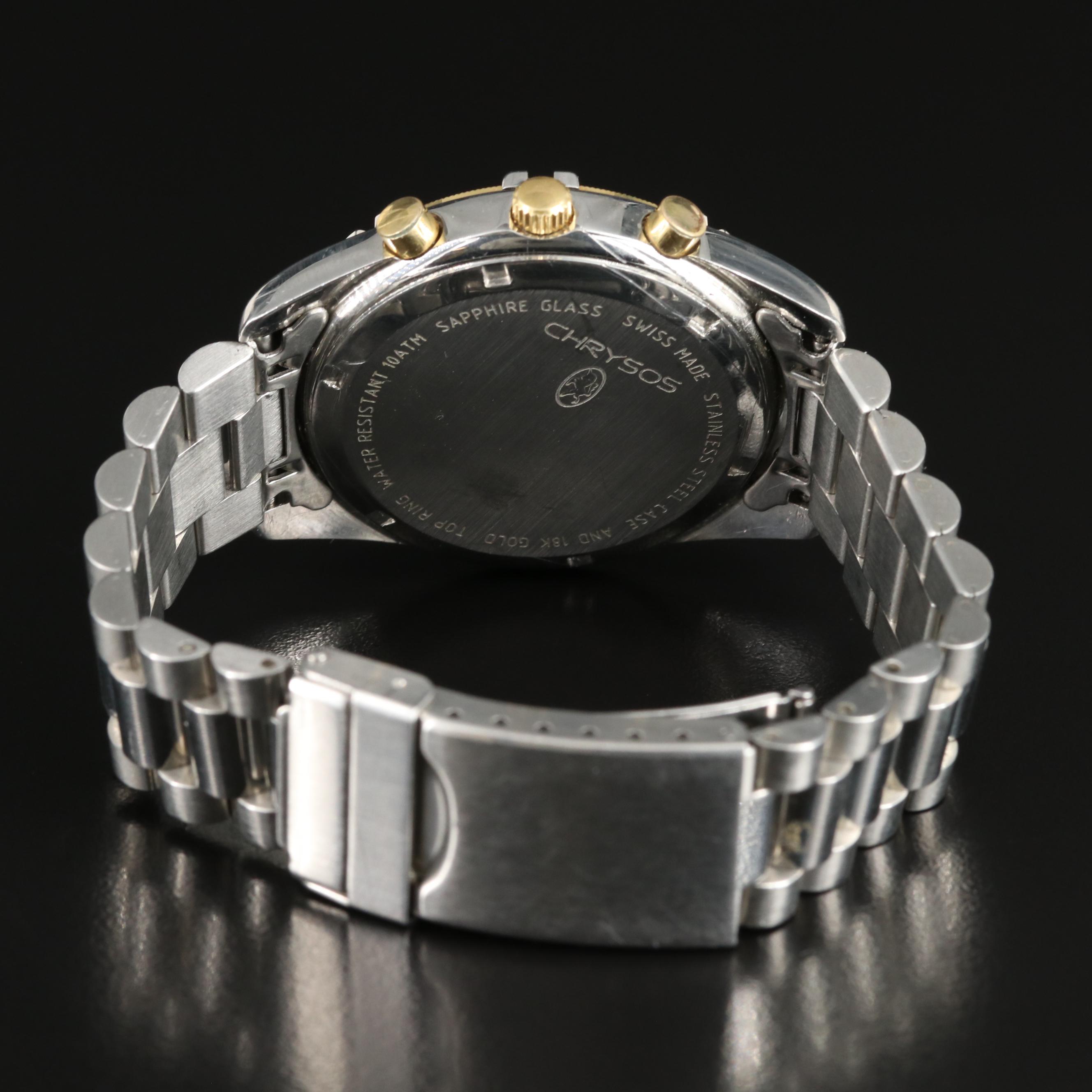 18K and Stainless Steel Chrysos Chronograph Quartz Watch