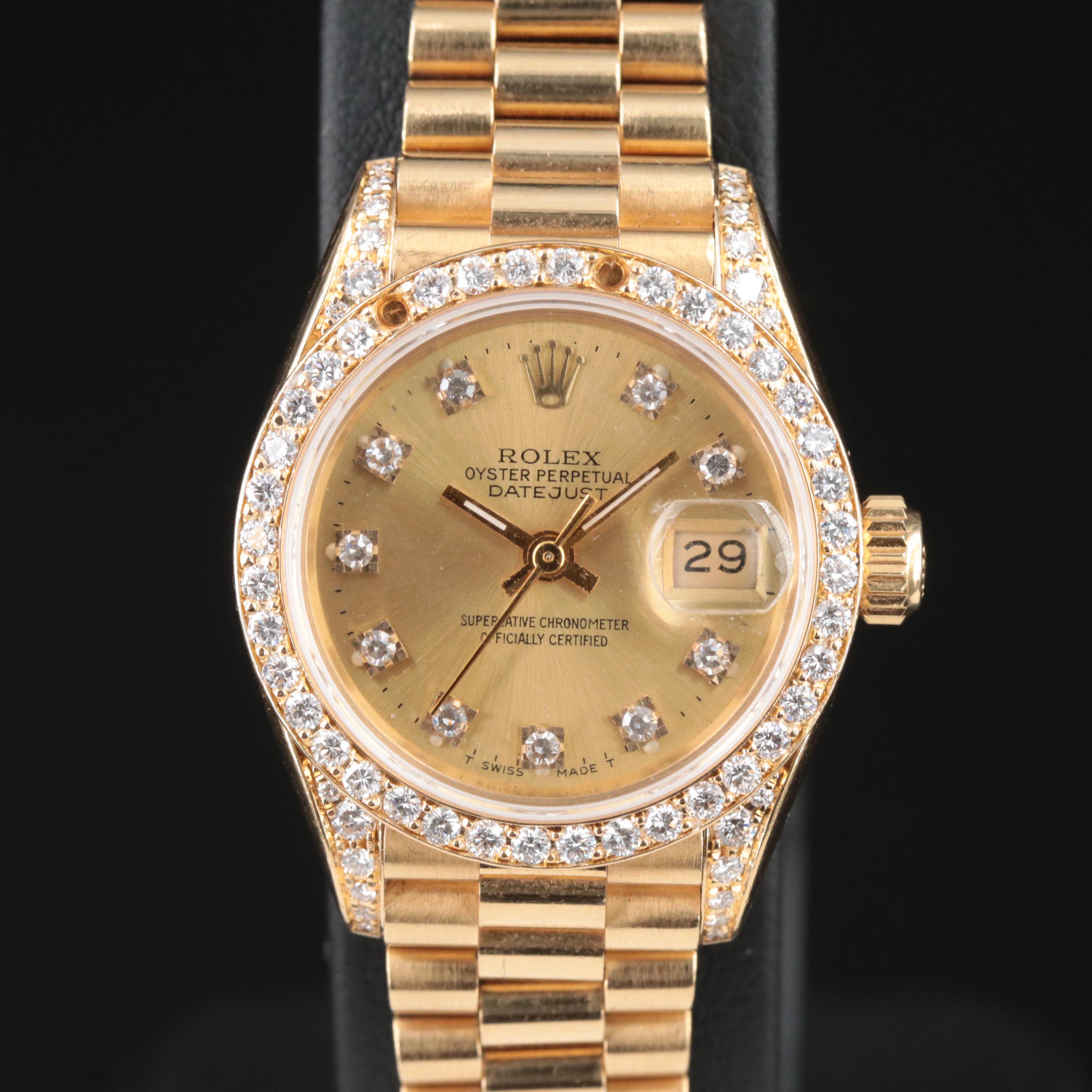1995 Rolex Custom Diamond Dial and Bezel Datejust "President" Band Watch