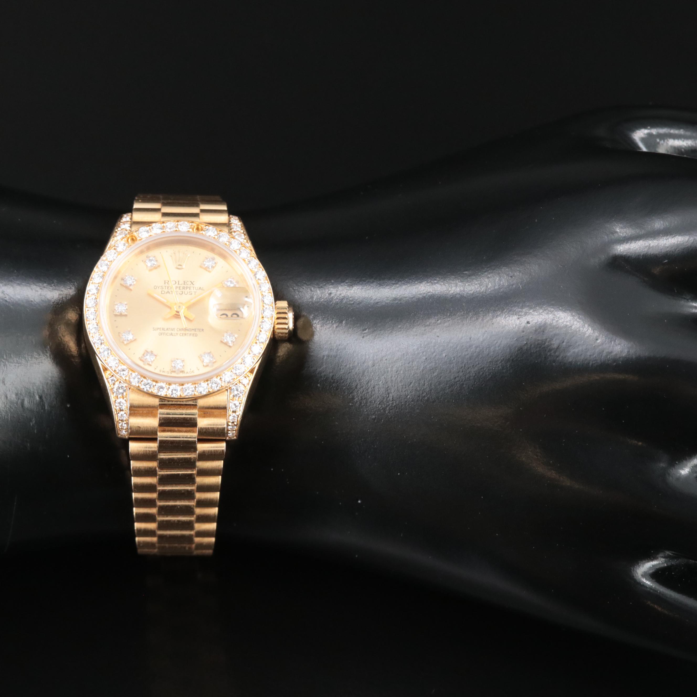 1995 Rolex Custom Diamond Dial and Bezel Datejust "President" Band Watch