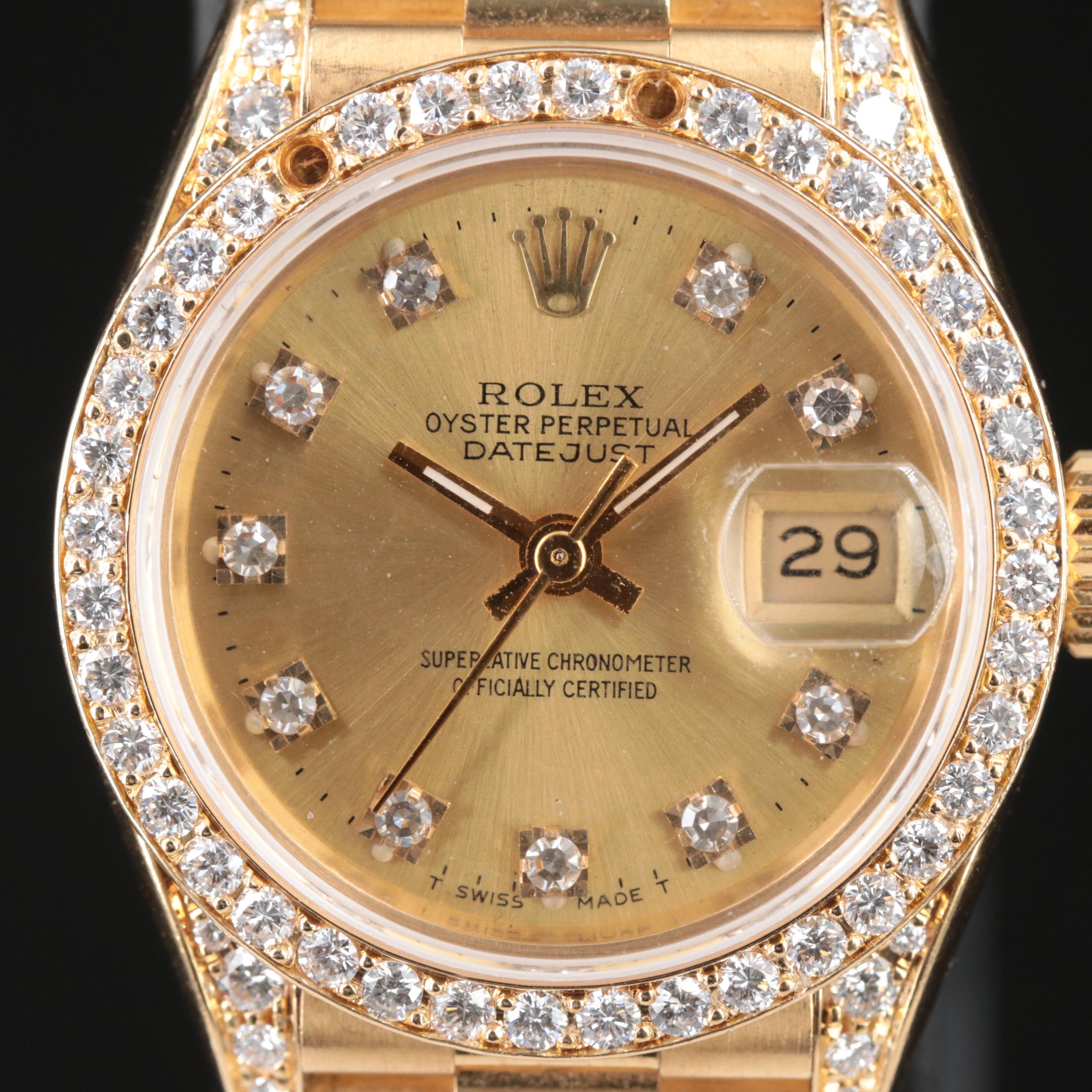 1995 Rolex Custom Diamond Dial and Bezel Datejust "President" Band Watch