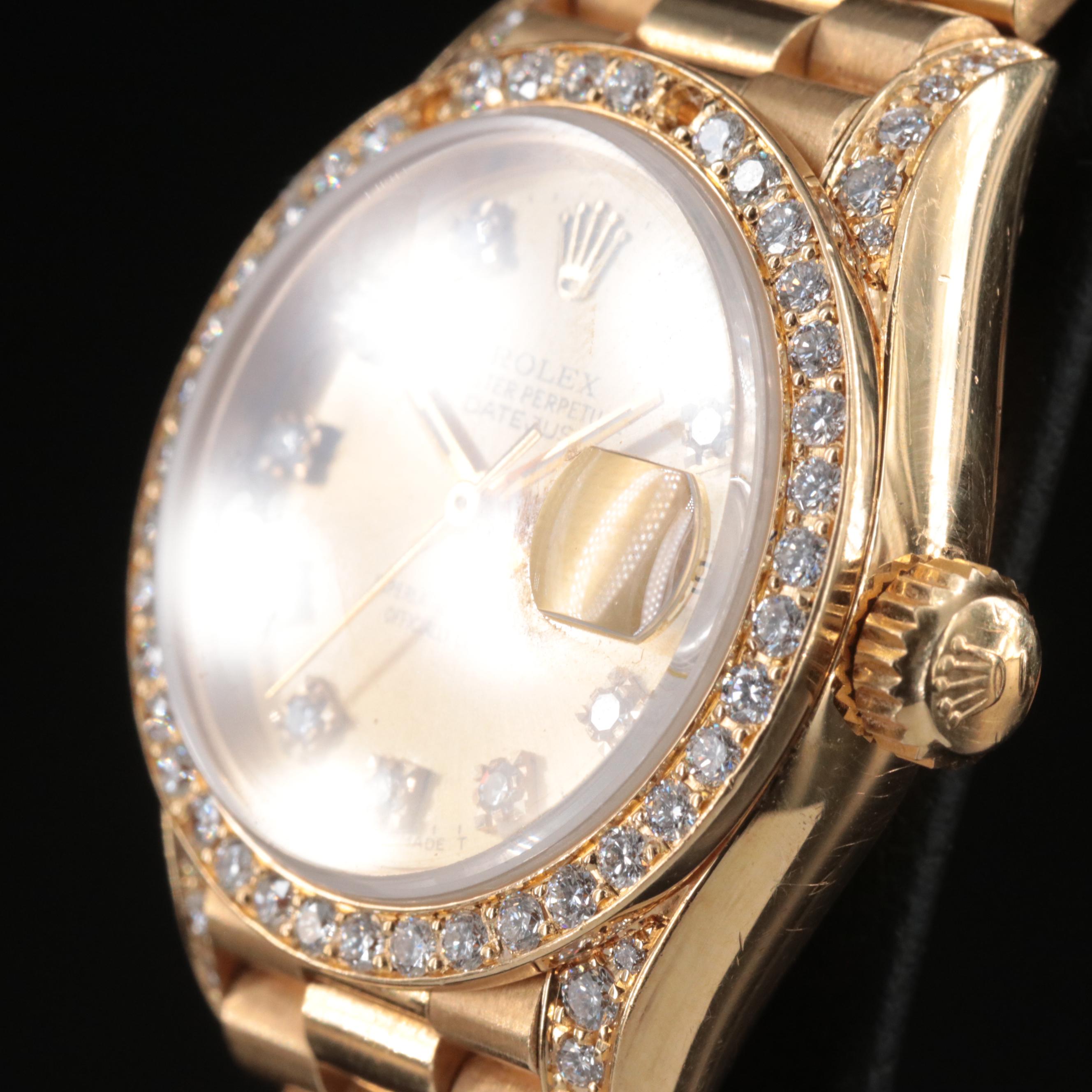 1995 Rolex Custom Diamond Dial and Bezel Datejust "President" Band Watch