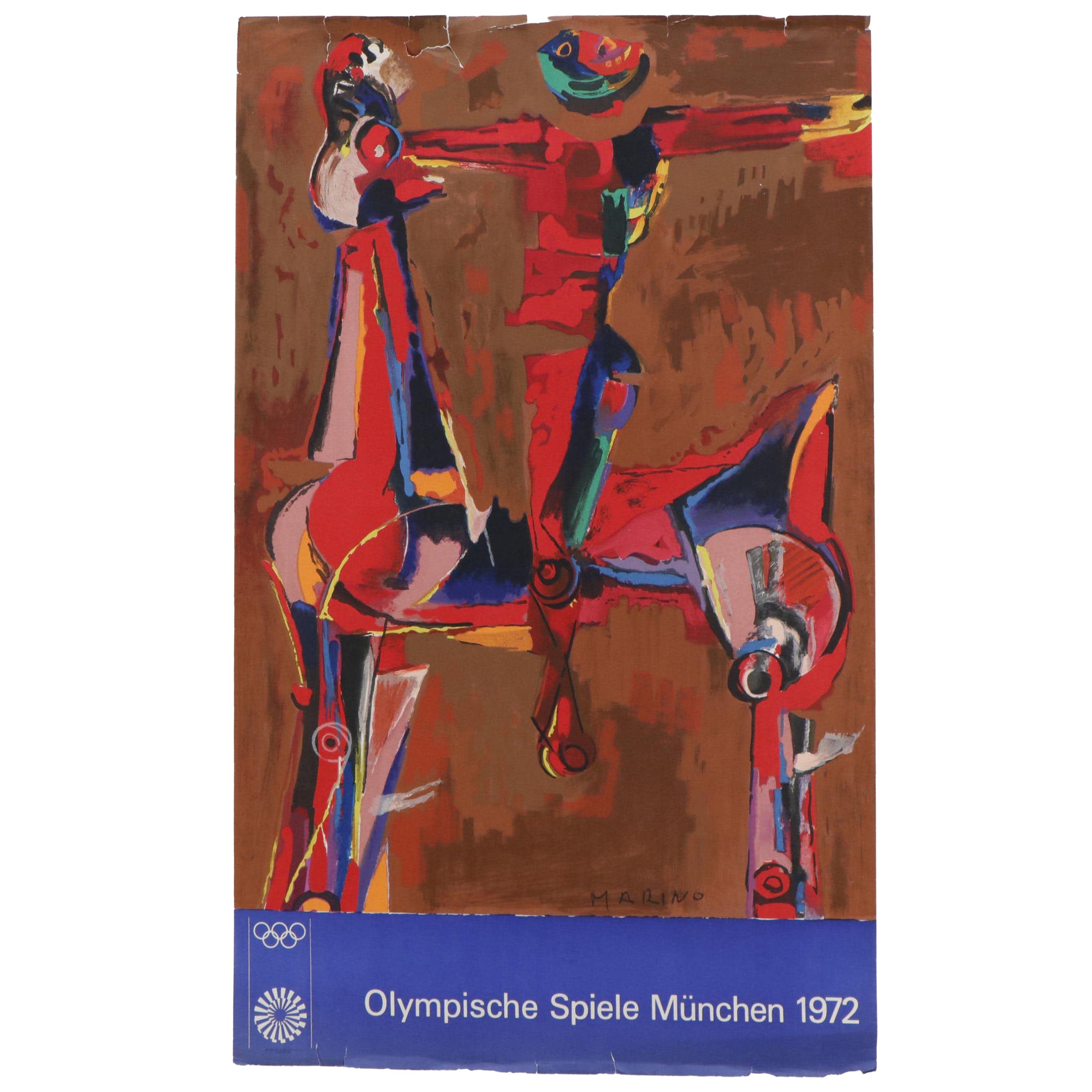 Marino Marini Lithograph Poster for 1972 Olympics, Munich
