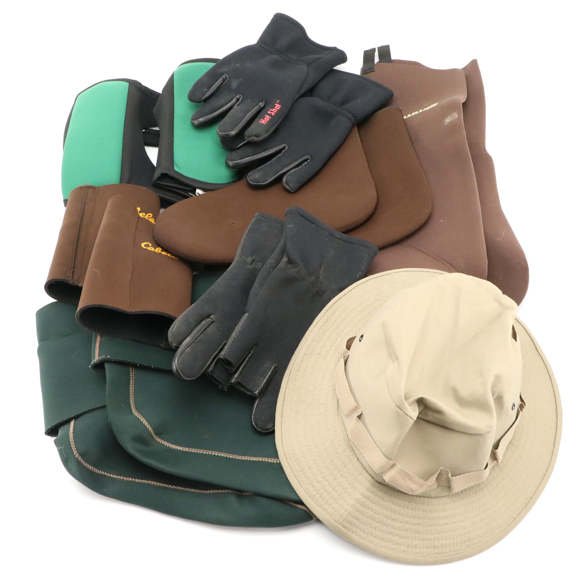 Men's Hot Shot Black Neoprene Gloves, Fishing Hat & More Neoprene Fishing Gear