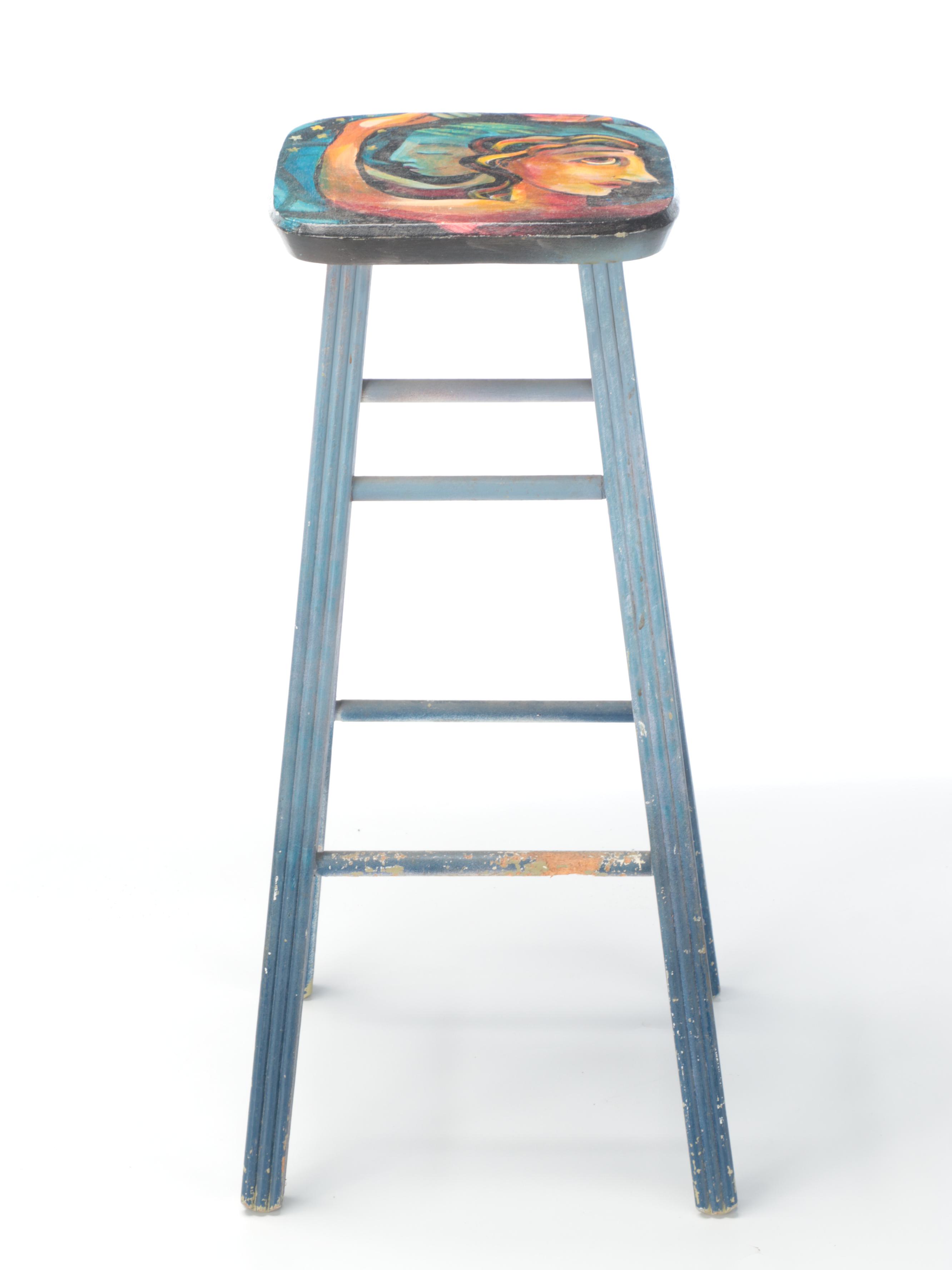 Singer Model 347 Turquoise Sewing Machine with Table and Stool