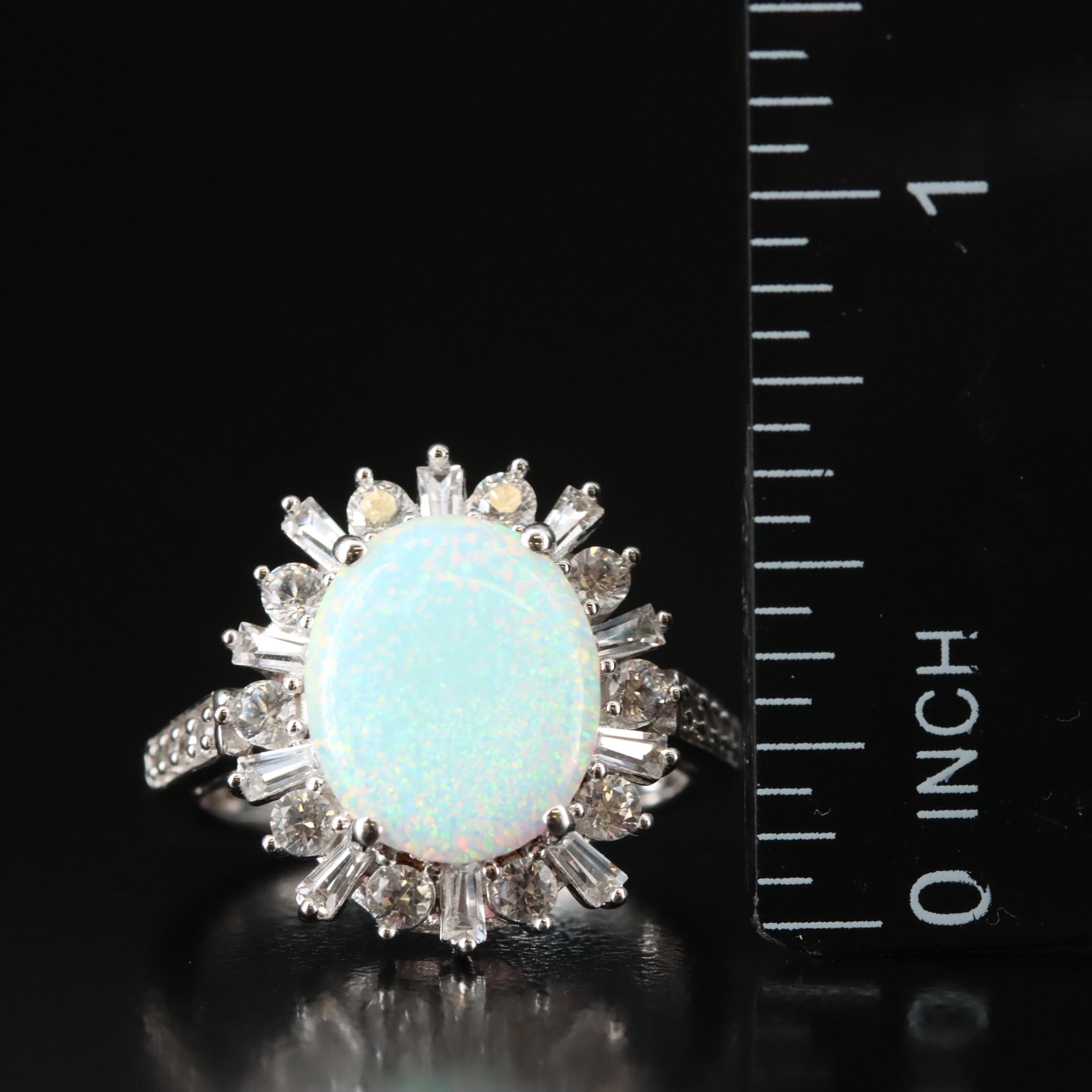 Sterling Opal and Sapphire Ring