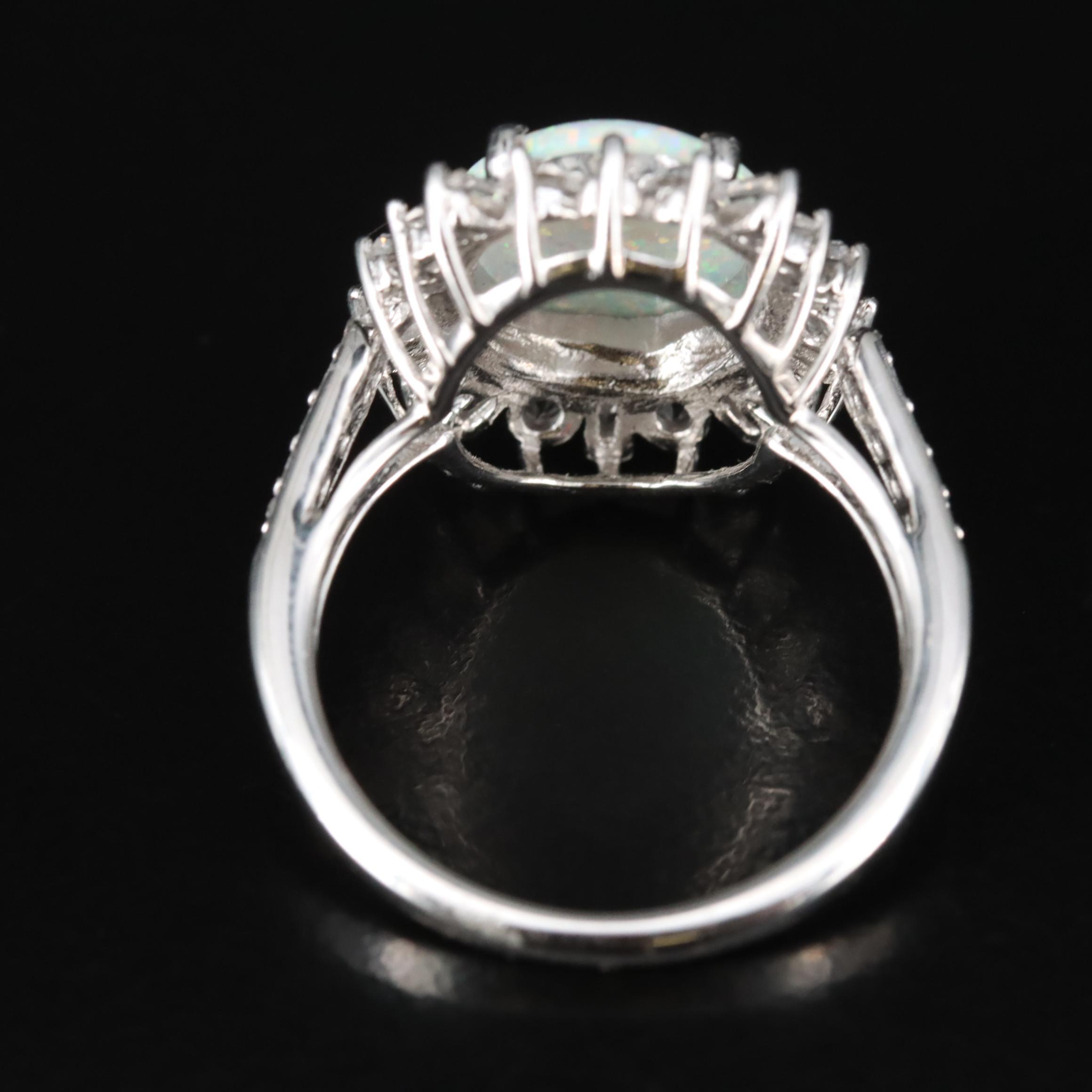 Sterling Opal and Sapphire Ring