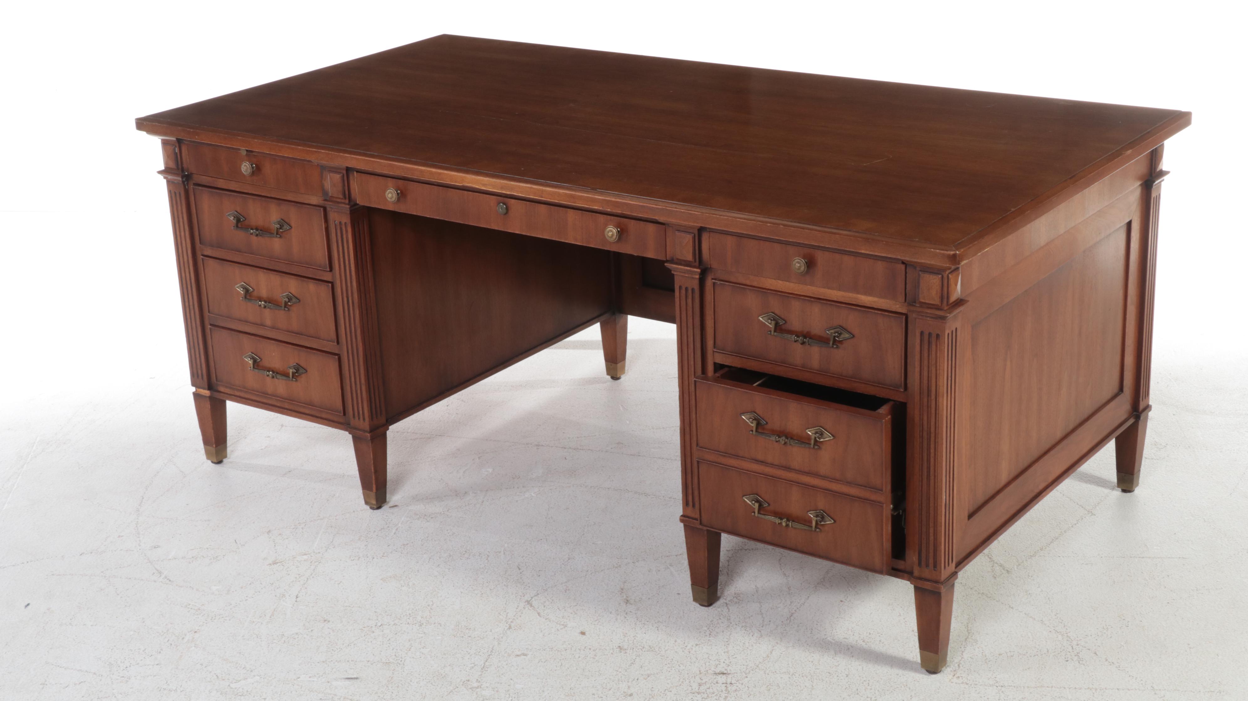 Drexel Enterprises Directoire Style Mahogany Desk with Farifield Executive Chair