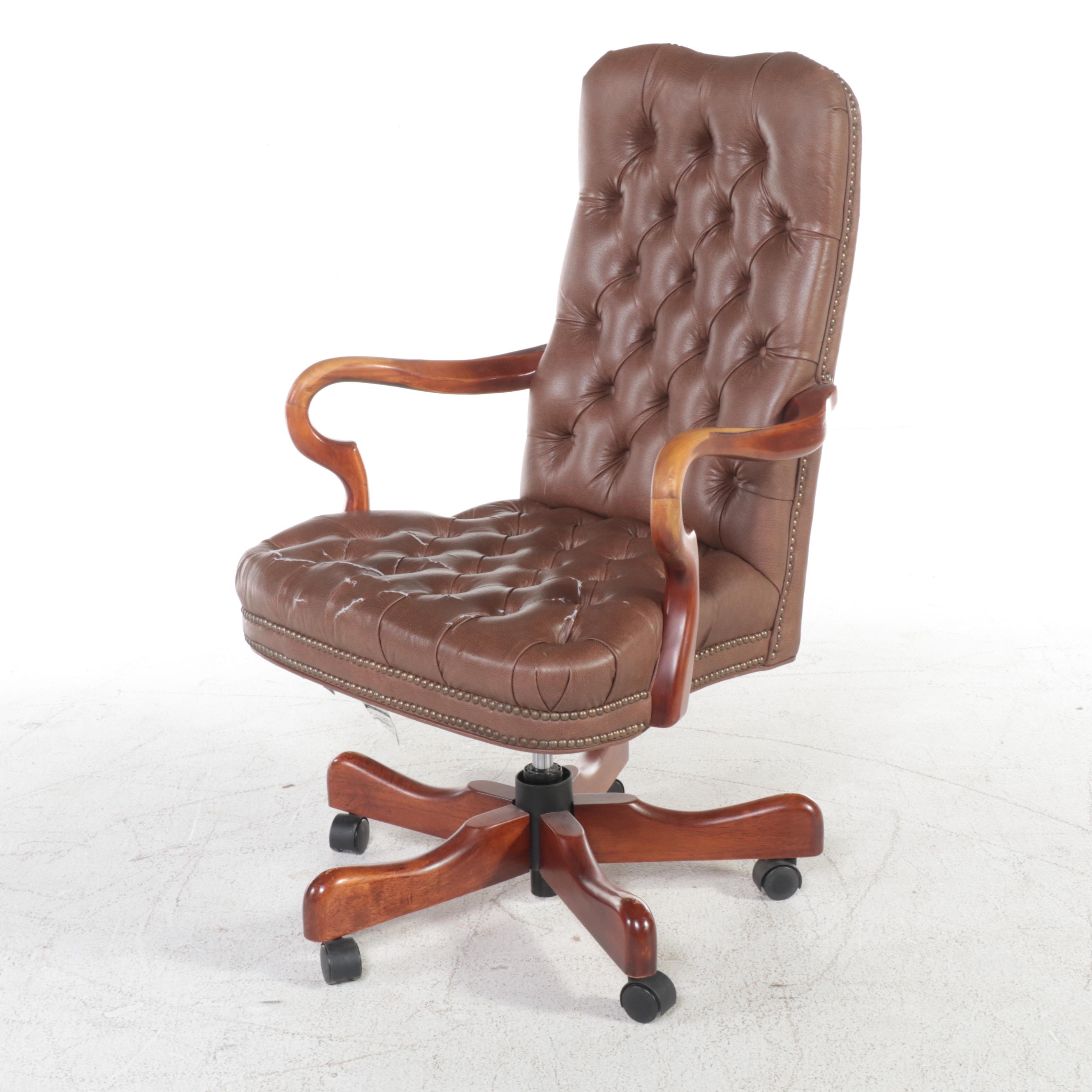 Drexel Enterprises Directoire Style Mahogany Desk with Farifield Executive Chair