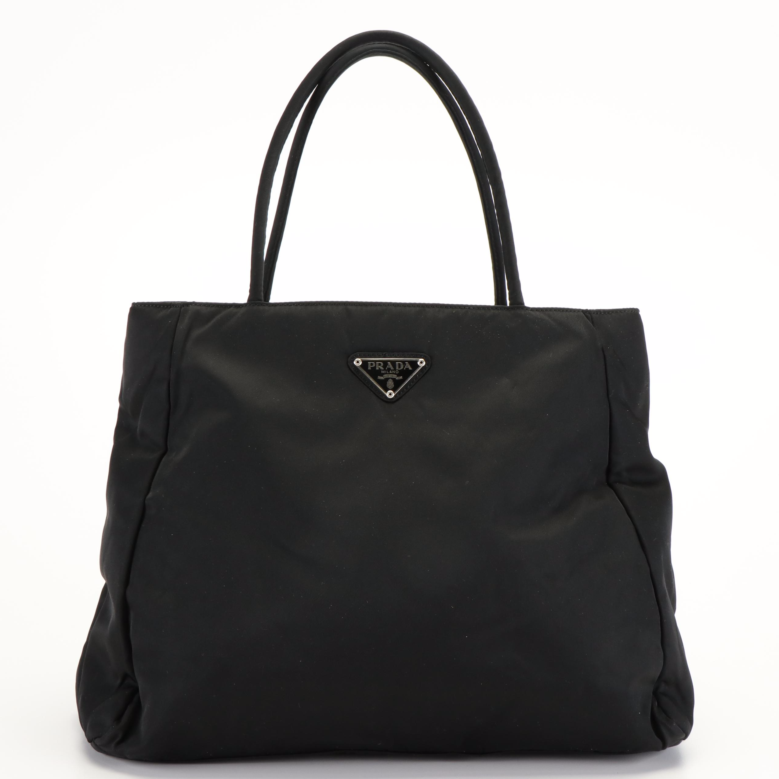 Prada Tessuto Black Nylon Top Handle Tote Bag