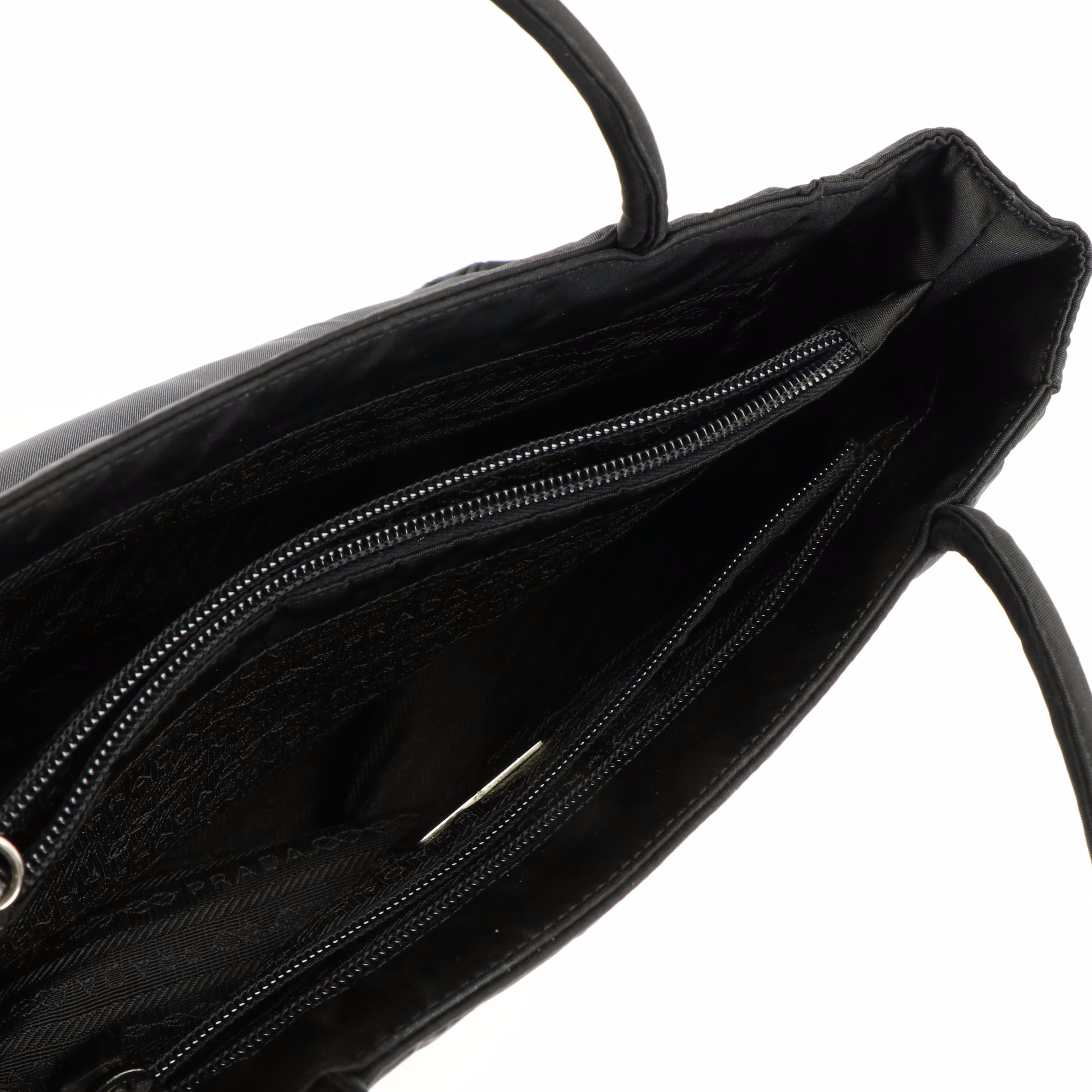 Prada Tessuto Black Nylon Top Handle Tote Bag