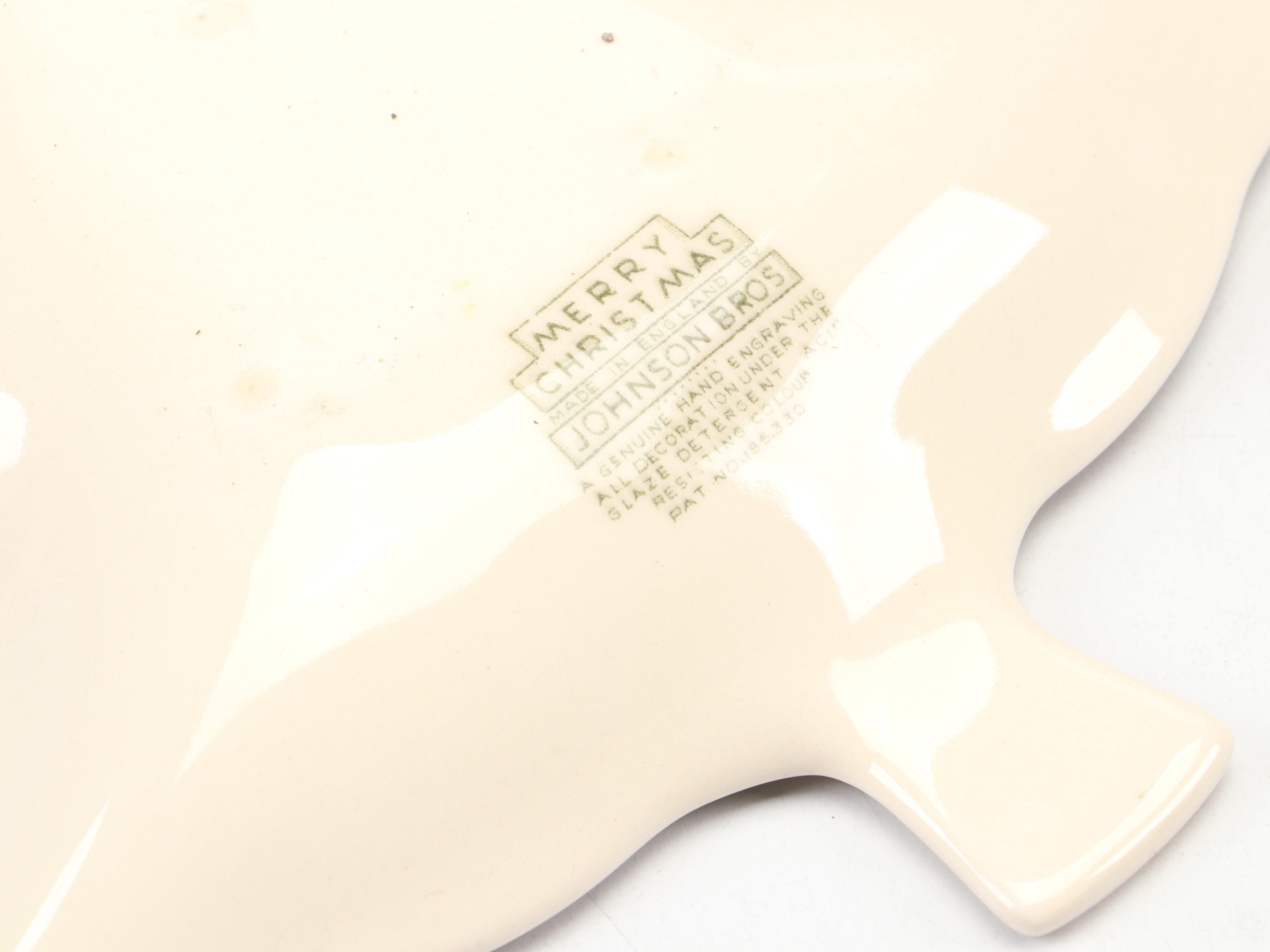 Johnson Bros. Transferware Christmas Tree Dish and Other Ceramic Tableware