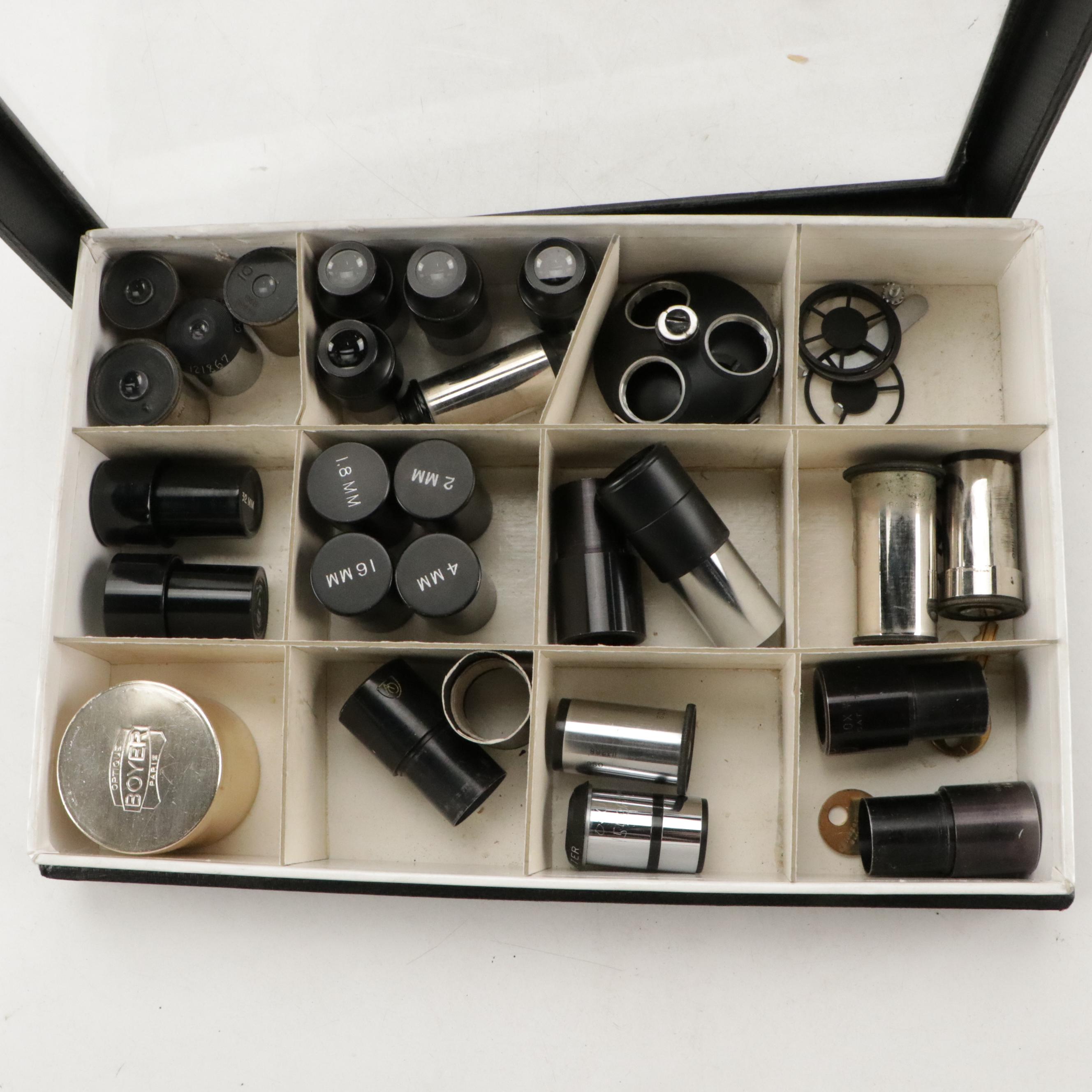 American Optical Microscopes With Assorted Lenses, Eyepieces, Adaptors, More