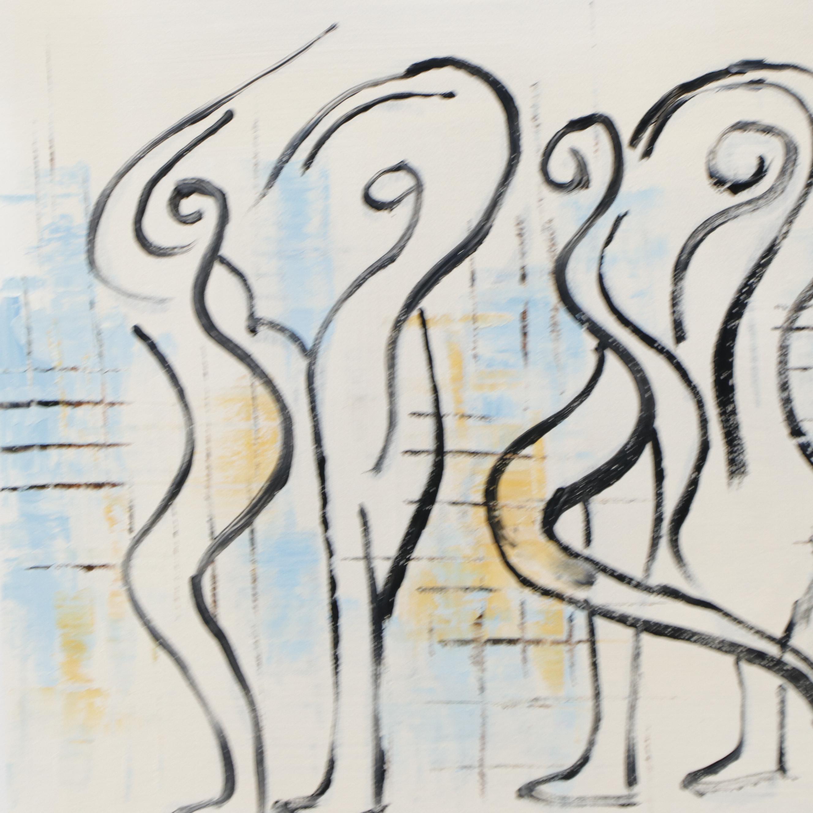 Bing Abstract Figural Oil Painting, 21st Century