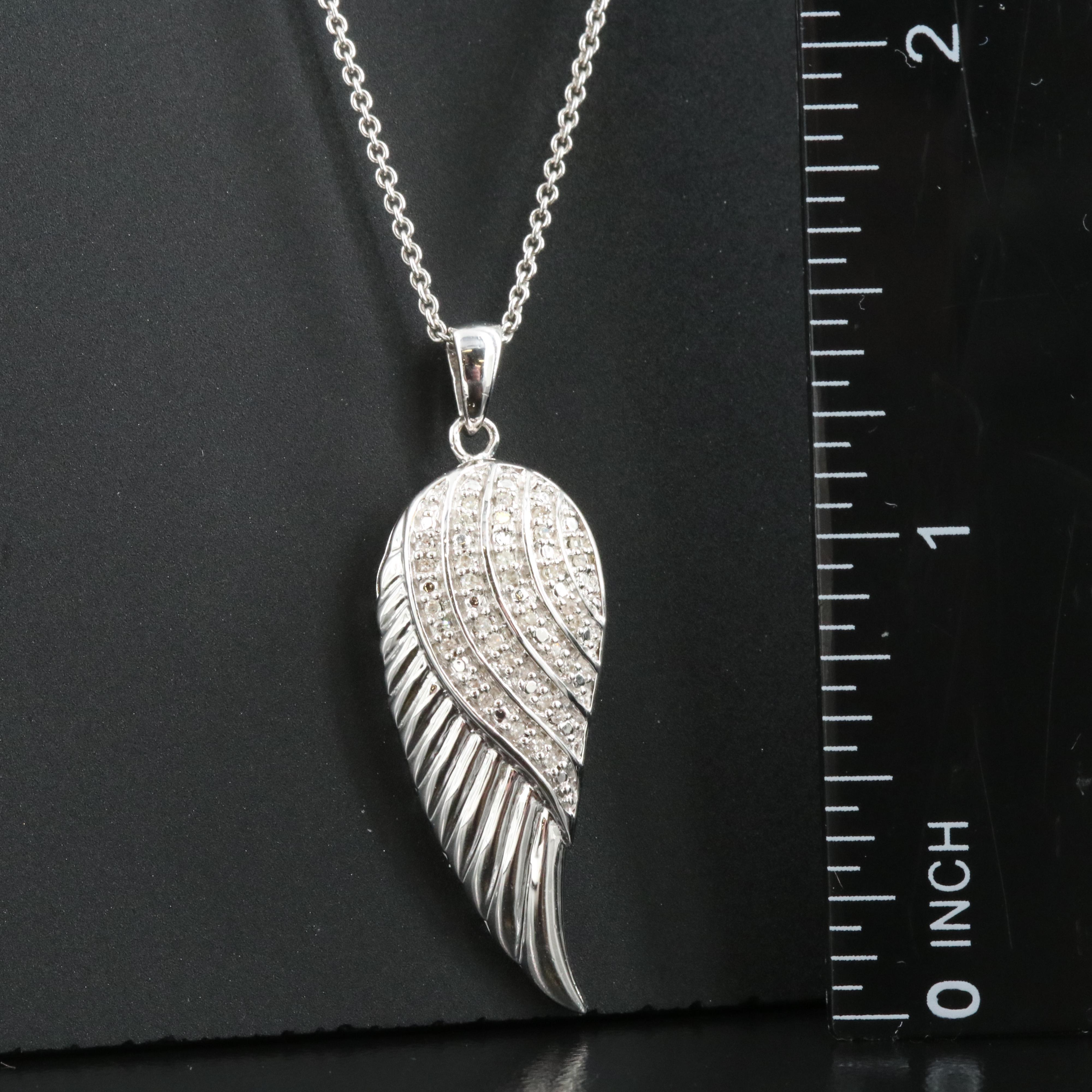 Sterling Diamond Angel Wing Pendant Necklace